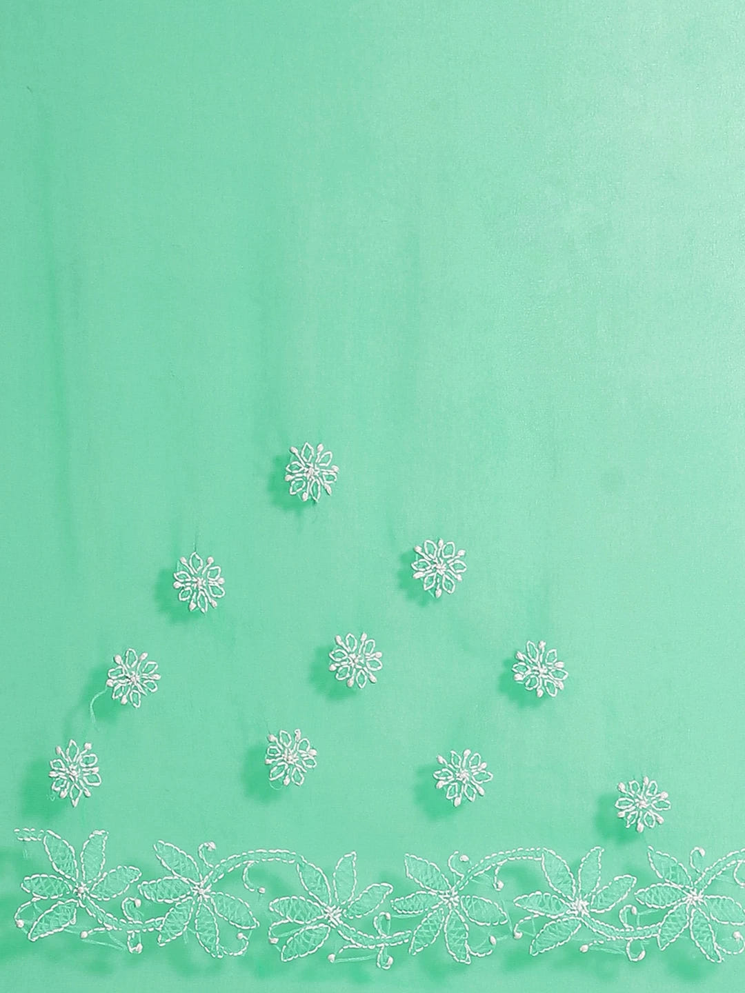 Ada Hand Embroidered Sea Green Georgette Lucknowi Chikankari Saree with Blouse A129589