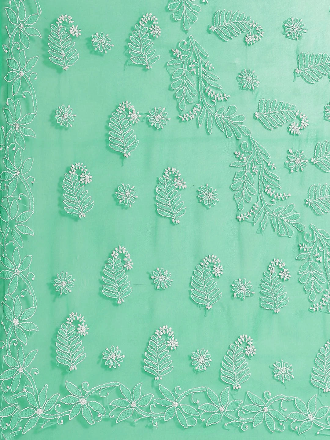 Ada Hand Embroidered Sea Green Georgette Lucknowi Chikankari Saree with Blouse A129589