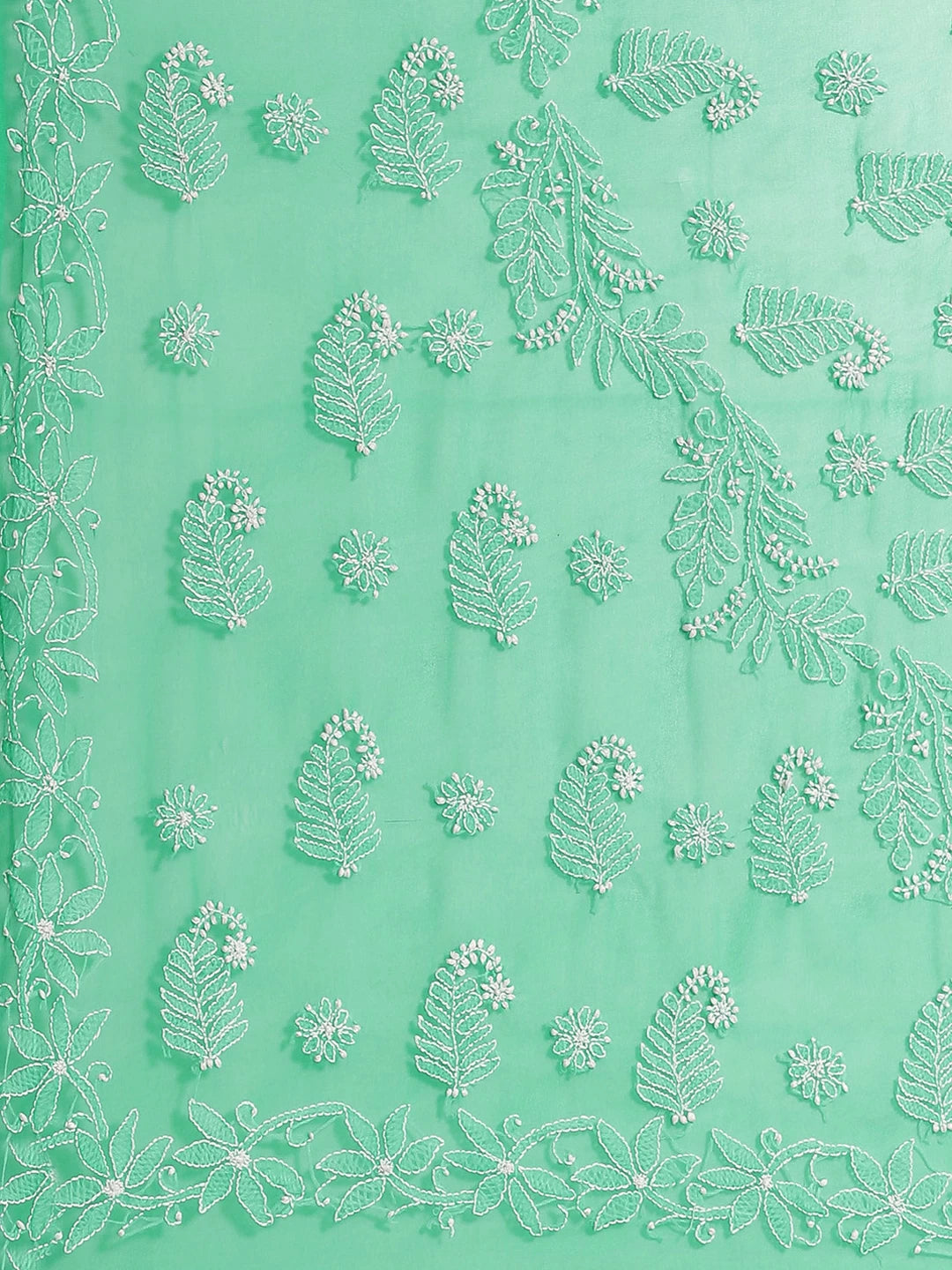 Ada Hand Embroidered Sea Green Georgette Lucknowi Chikankari Saree with Blouse A129589