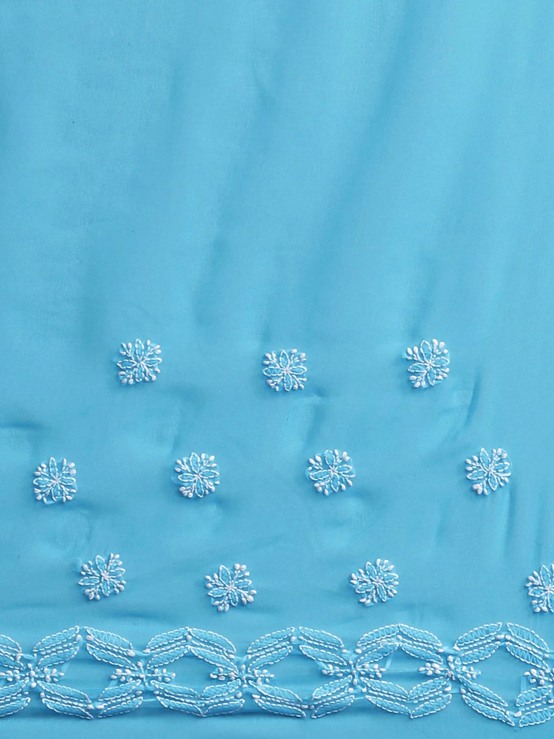 Ada Hand Embroidered Blue Georgette Lucknowi Chikankari Saree With Blouse A129562