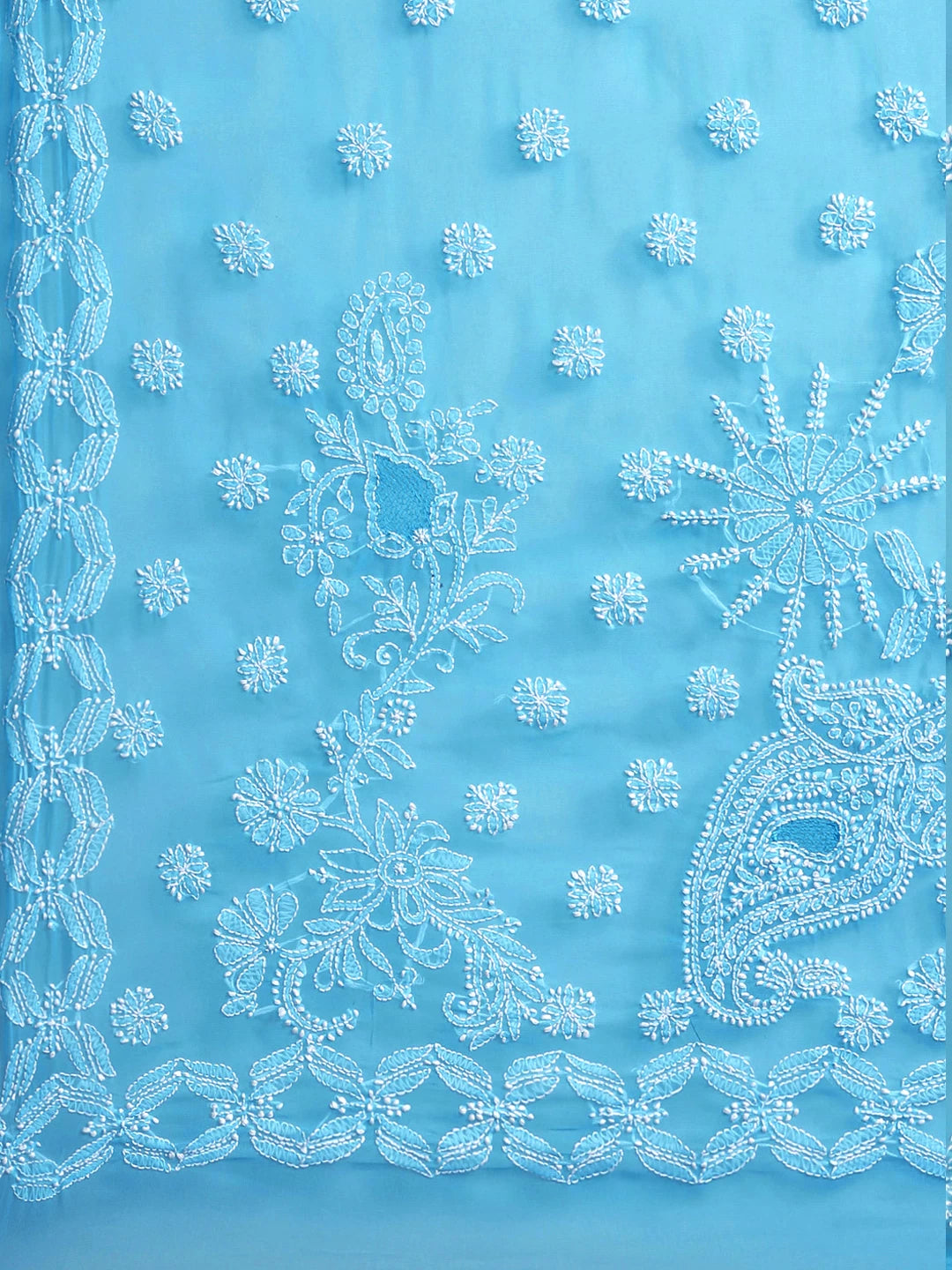 Ada Hand Embroidered Blue Georgette Lucknowi Chikankari Saree With Blouse A129562