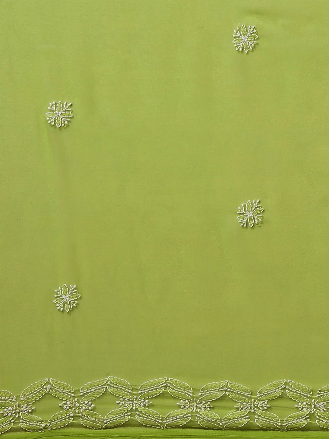 Ada Hand Embroidered Pear Green Georgette Lucknow Chikan Saree with Blouse A129561