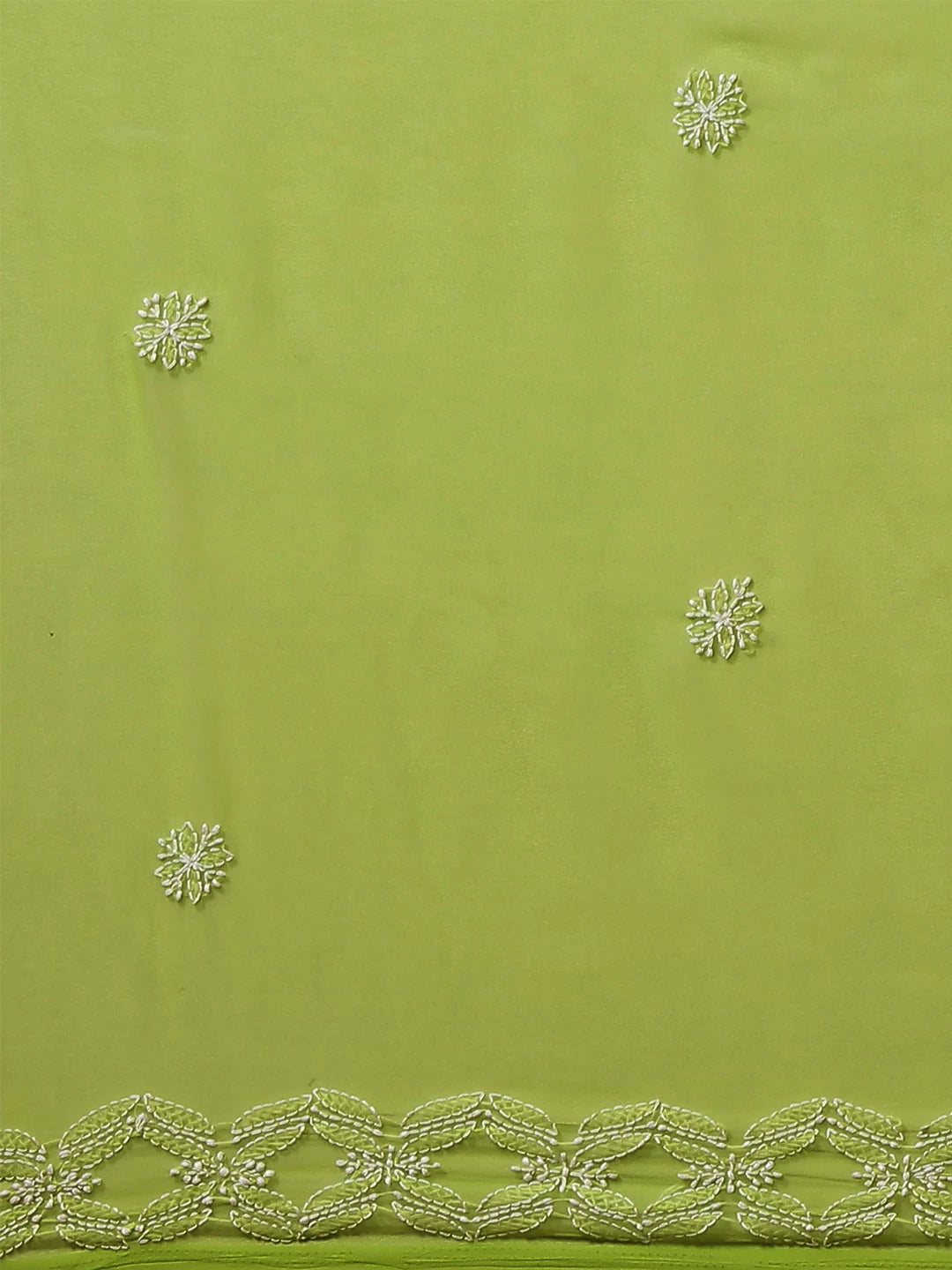 Ada Hand Embroidered Pear Green Georgette Lucknow Chikan Saree with Blouse A129561
