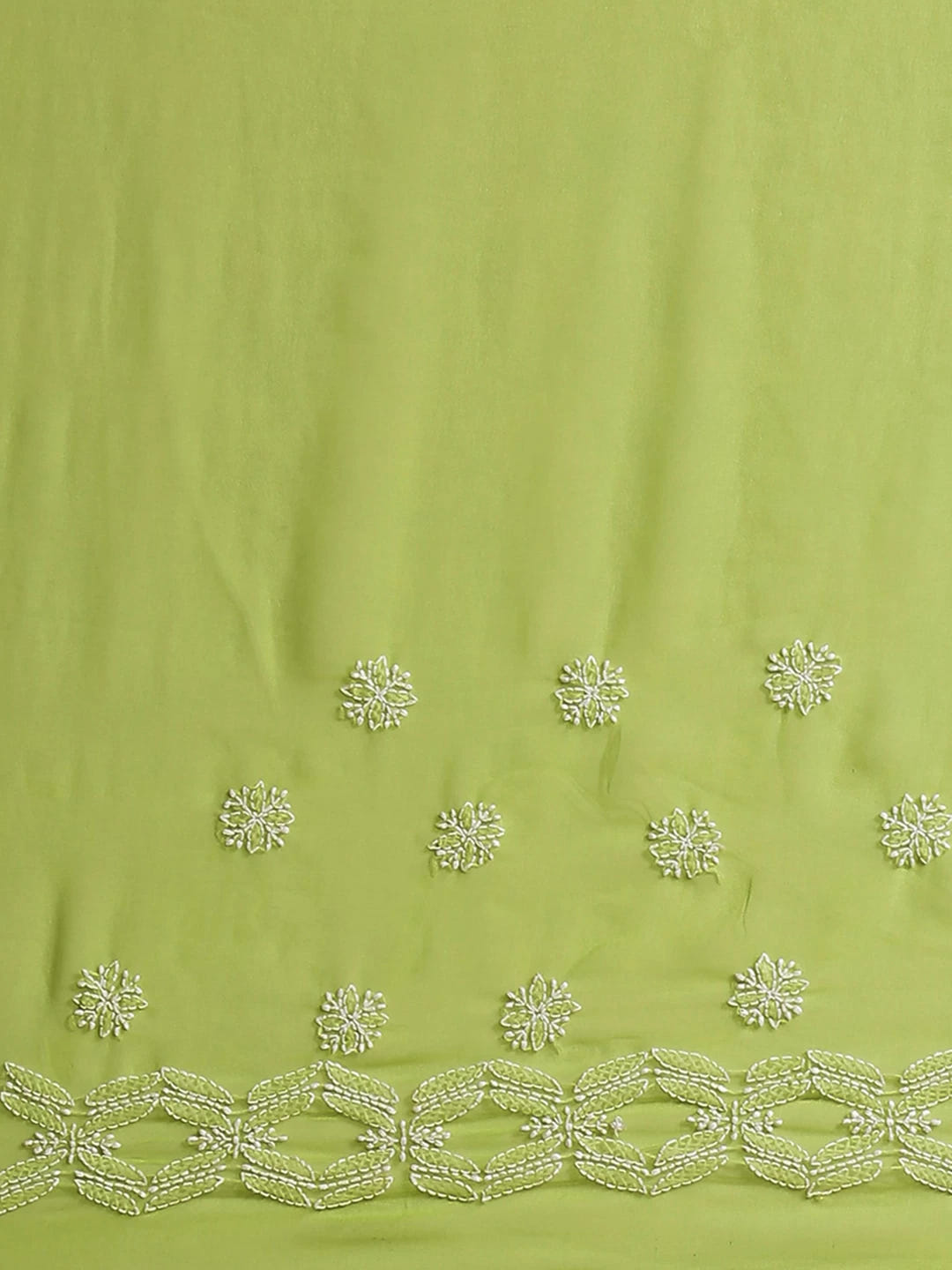 Ada Hand Embroidered Pear Green Georgette Lucknow Chikan Saree with Blouse A129561