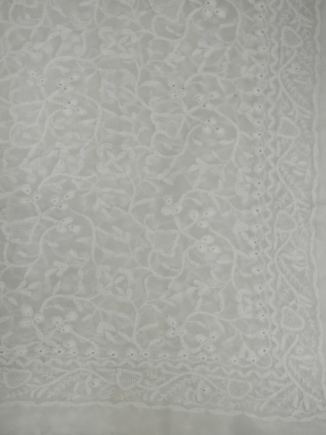 Ada Hand Embroidered Off White Pure Georgette Lucknowi Chikankari Dupatta 01A398483