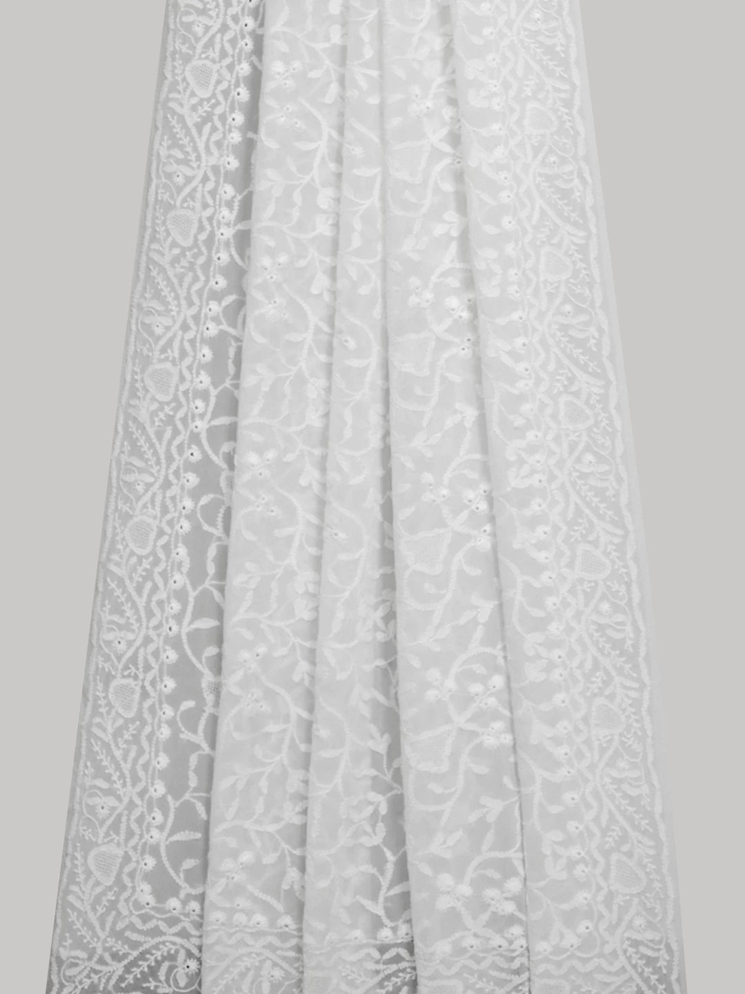 Ada Hand Embroidered Off White Pure Georgette Lucknowi Chikankari Dupatta 01A398483