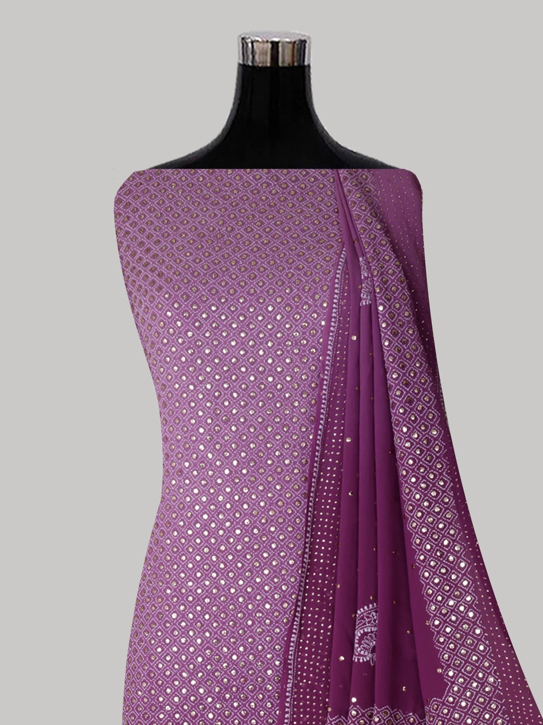 Ada Hand Embroidered Mauve Ombre Shade Pure Georgette Lucknowi Chikankari Unstitched Kurta Dupatta Set With Muqaish Work 01A298032