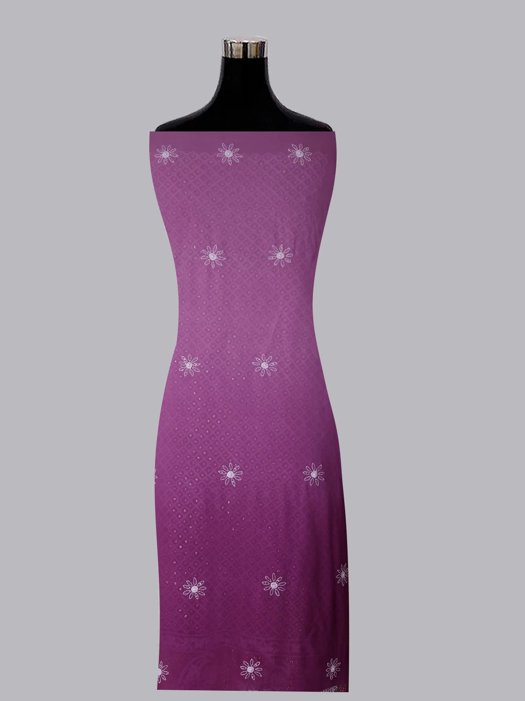 Ada Hand Embroidered Mauve Ombre Shade Pure Georgette Lucknowi Chikankari Unstitched Kurta Dupatta Set With Muqaish Work 01A298032