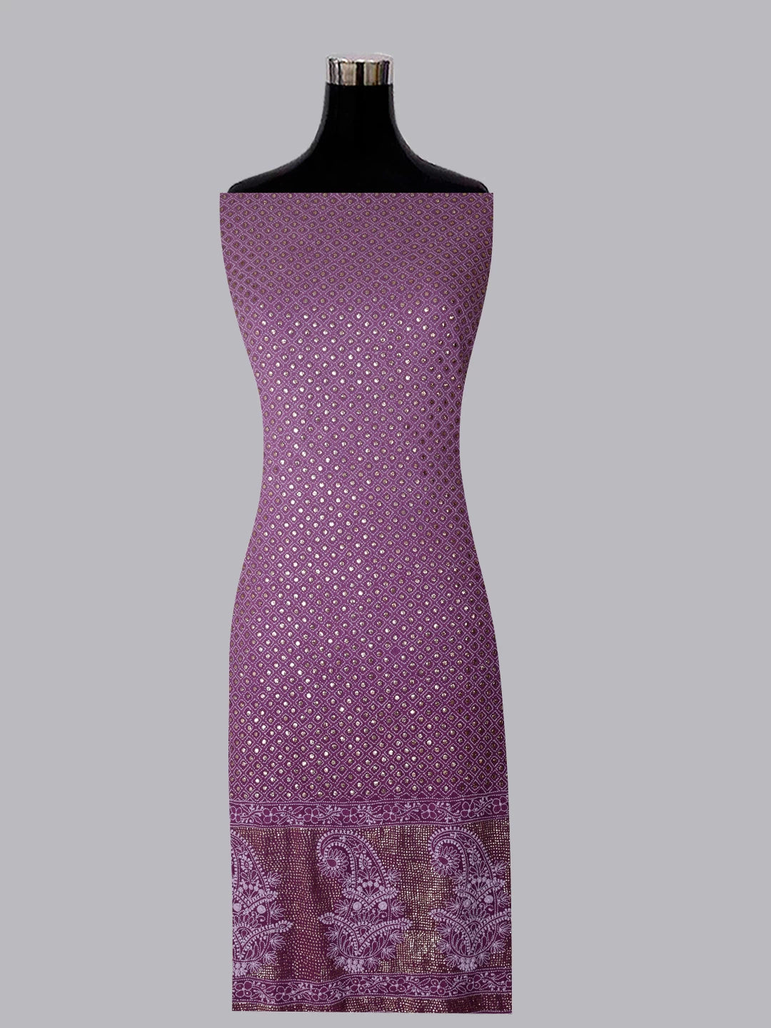 Ada Hand Embroidered Mauve Ombre Shade Pure Georgette Lucknowi Chikankari Unstitched Kurta Dupatta Set With Muqaish Work 01A298032
