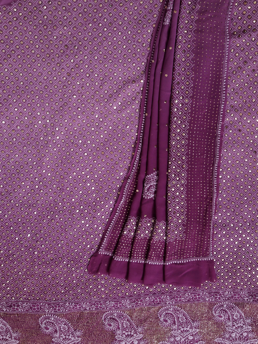 Ada Hand Embroidered Mauve Ombre Shade Pure Georgette Lucknowi Chikankari Unstitched Kurta Dupatta Set With Muqaish Work 01A298032
