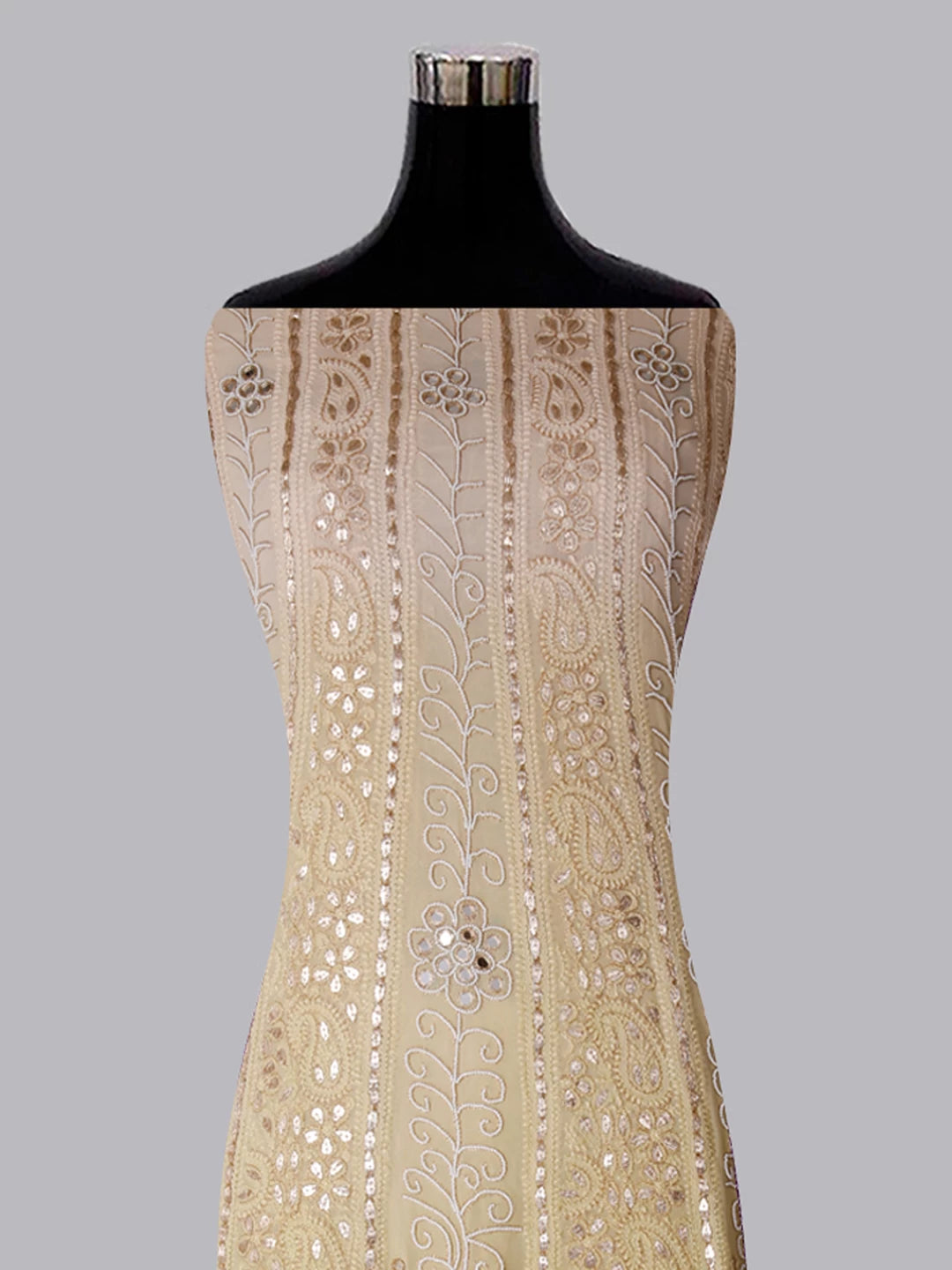 Ada Hand Embroidered Green Ombre Shade Georgette Lucknowi Chikankari Semi-Stitched Anarkali Kurta Dupatta Set With Pearl Work 01A352604