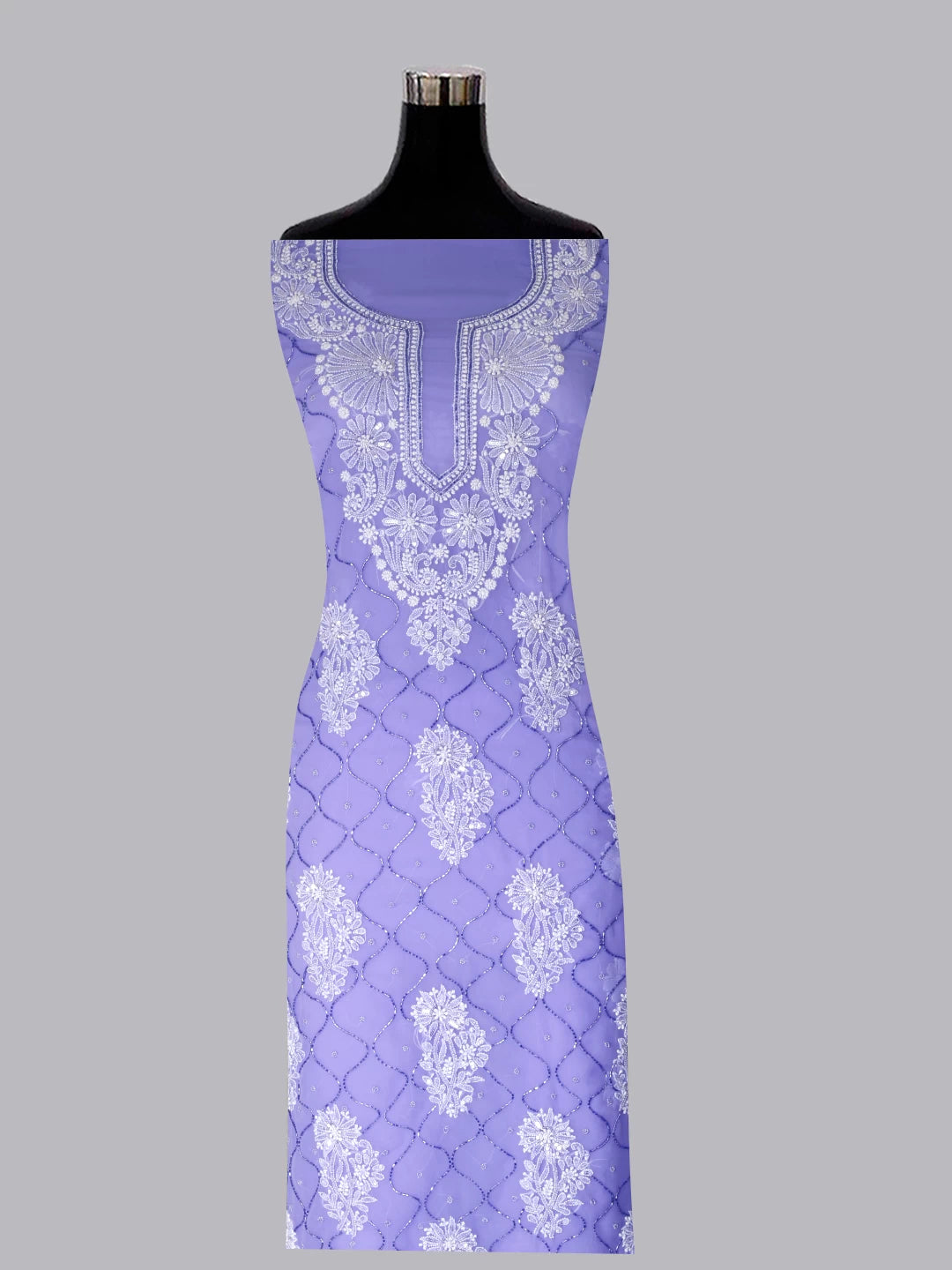 Ada Hand Embroidered Mauve Georgette Lucknowi Chikankari Unstitched Suit Piece With Cutdana Work 01A418141