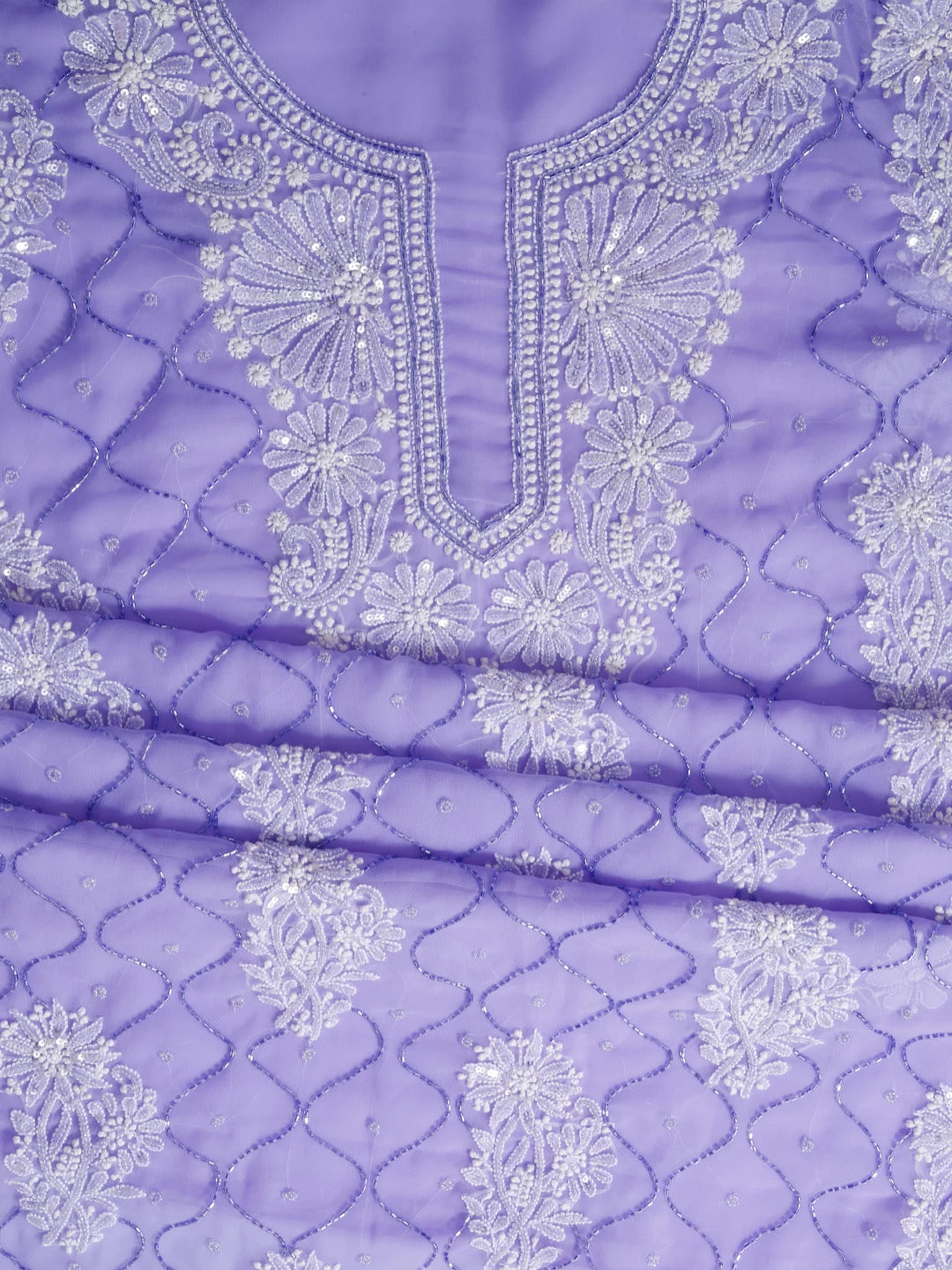 Ada Hand Embroidered Mauve Georgette Lucknowi Chikankari Unstitched Suit Piece With Cutdana Work 01A418141