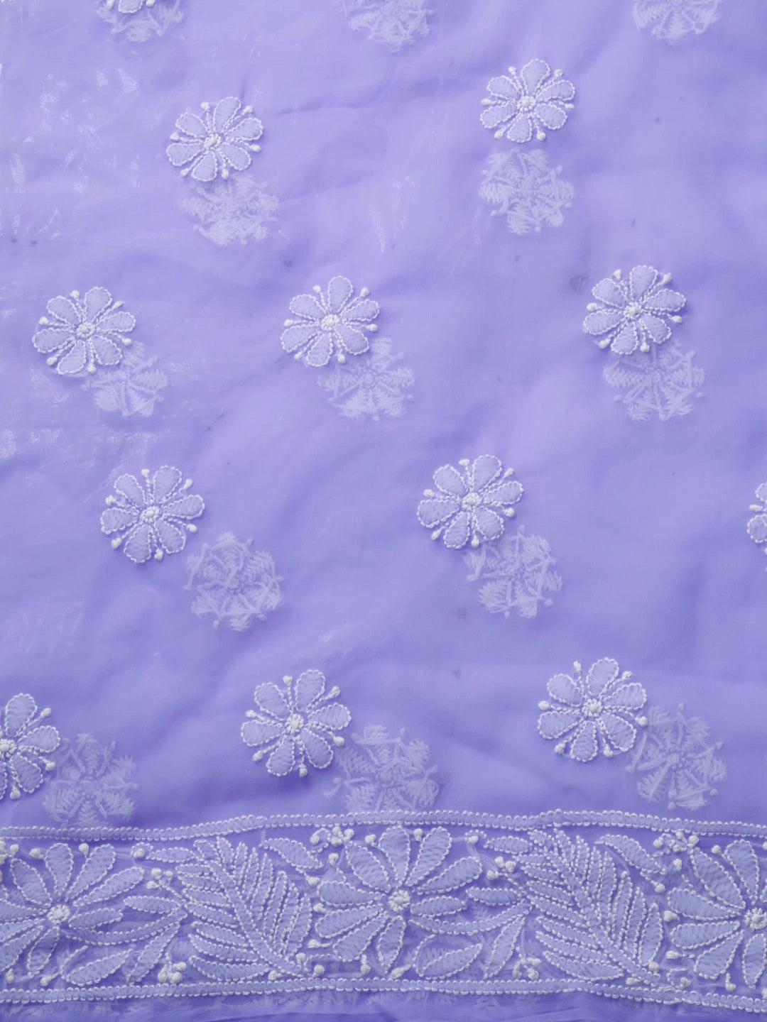 Ada Hand Embroidered Mauve Georgette Lucknowi Chikankari Unstitched Suit Piece With Cutdana Work 01A418141