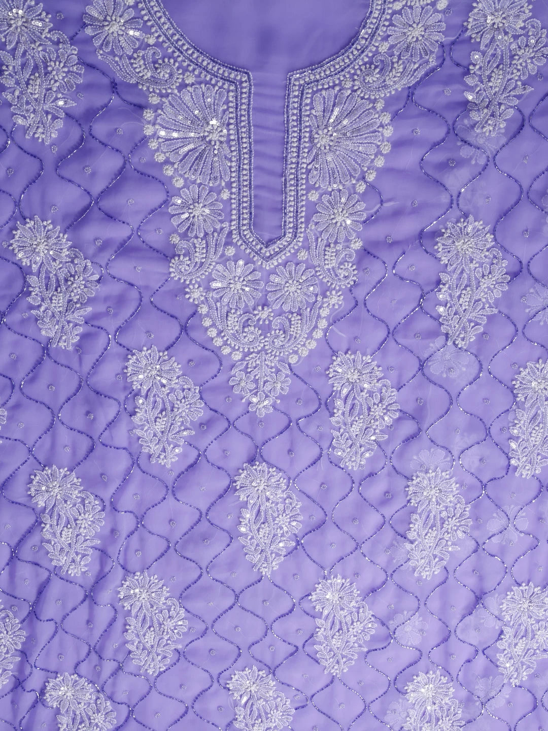 Ada Hand Embroidered Mauve Georgette Lucknowi Chikankari Unstitched Suit Piece With Cutdana Work 01A418141