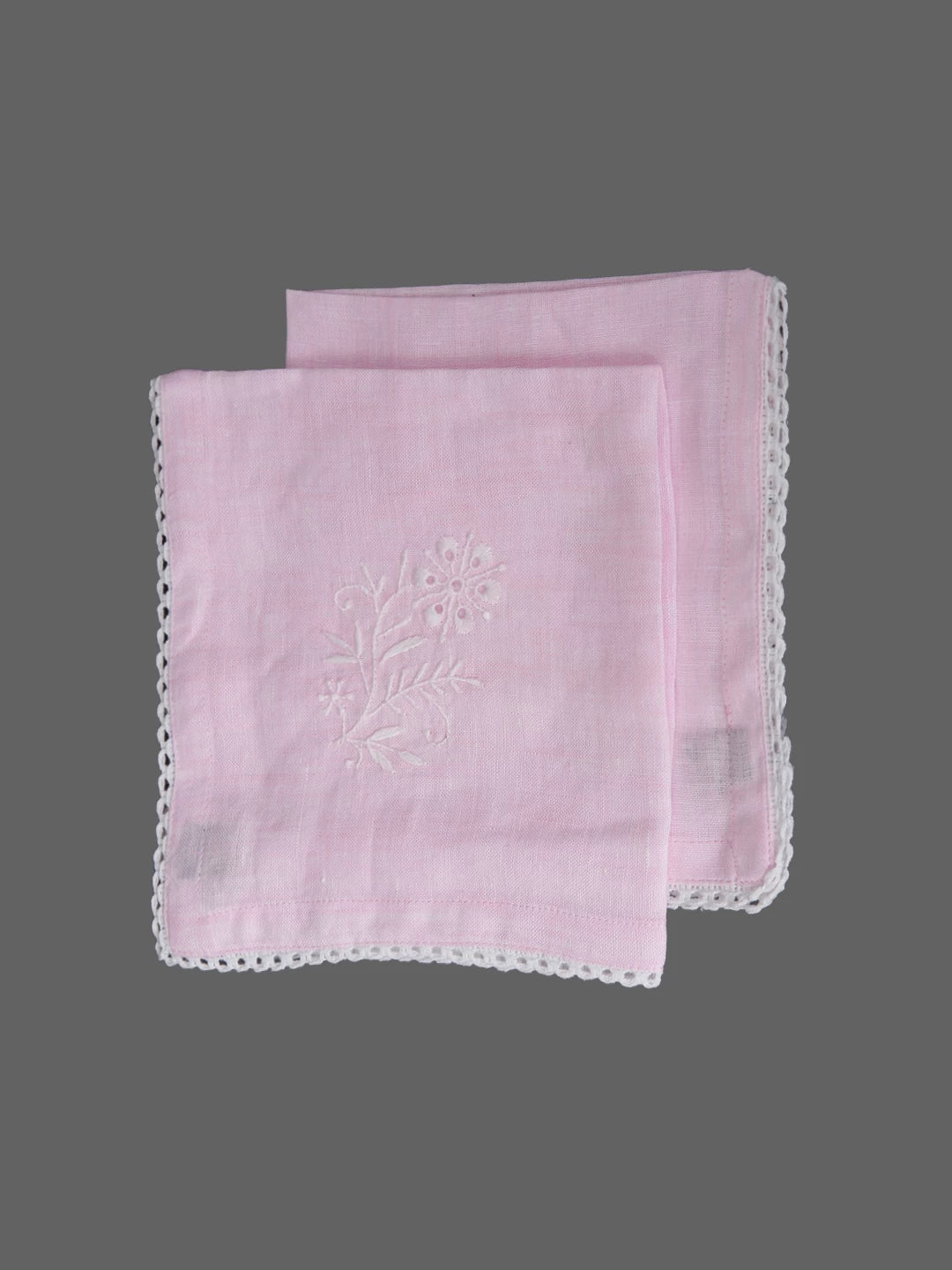 Ada Hand Embroidered Powder Pink Cotton Lucknowi Chikankari Napkin Set 01A4321218