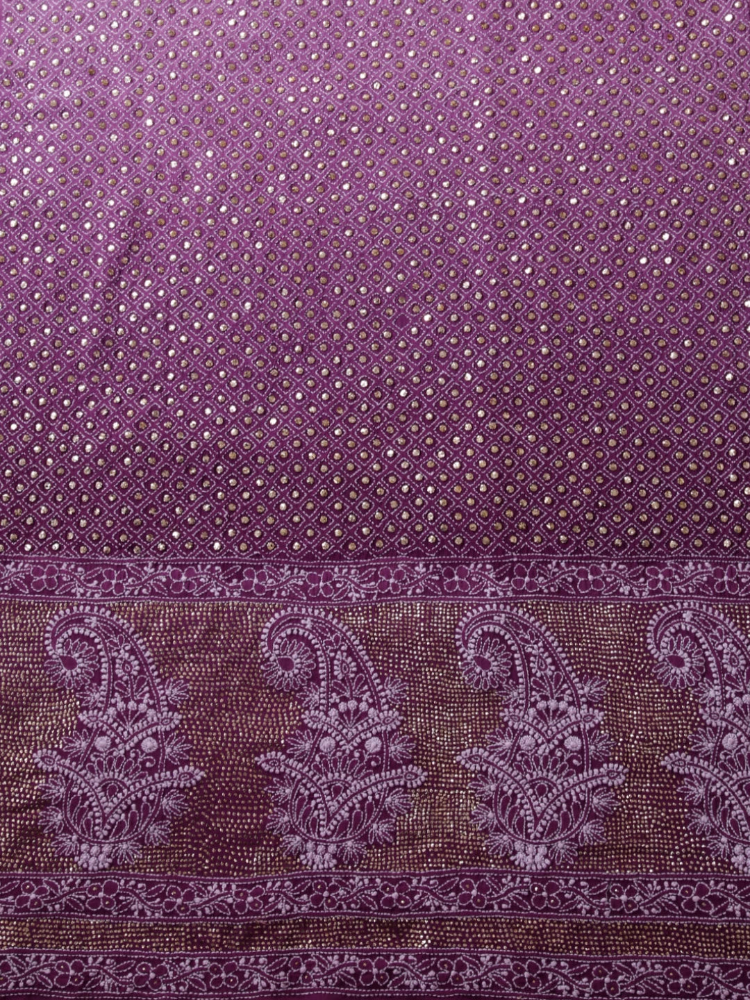 Ada Hand Embroidered Mauve Ombre Shade Pure Georgette Lucknowi Chikankari Unstitched Kurta Dupatta Set With Muqaish Work 01A298032