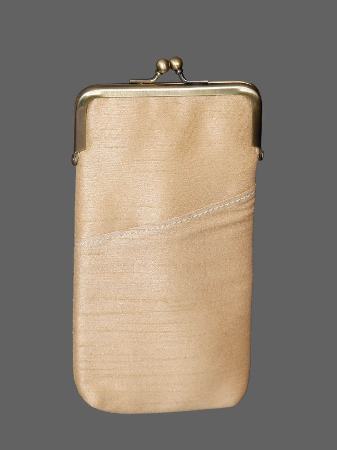 Ada Hand Embroidered Beige Silk Lucknowi Chikankari Mobile Cover With Zari Work 01A437550