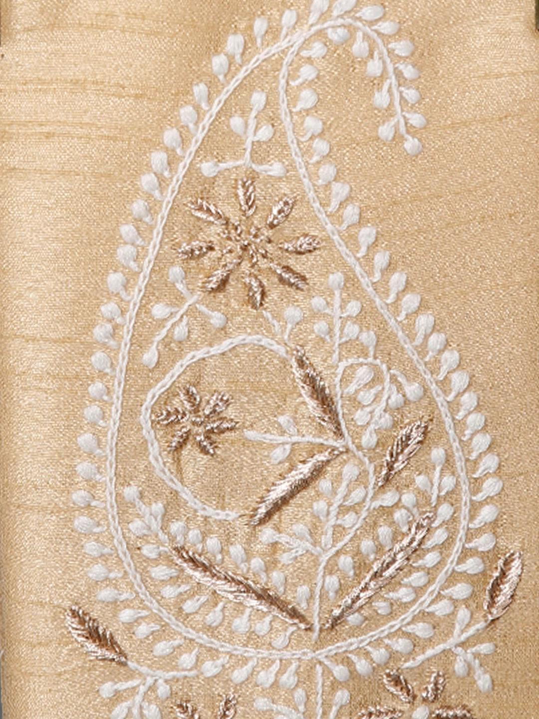 Ada Hand Embroidered Beige Silk Lucknowi Chikankari Mobile Cover With Zari Work 01A437550