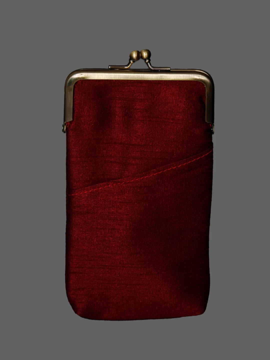 Ada Hand Embroidered Maroon Silk Lucknowi Chikankari Mobile Cover With Zari Work 01A437542