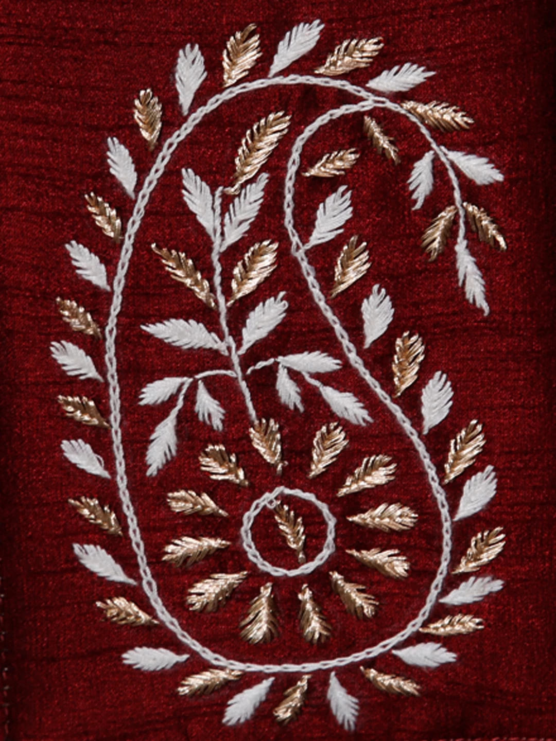 Ada Hand Embroidered Maroon Silk Lucknowi Chikankari Mobile Cover With Zari Work 01A437542