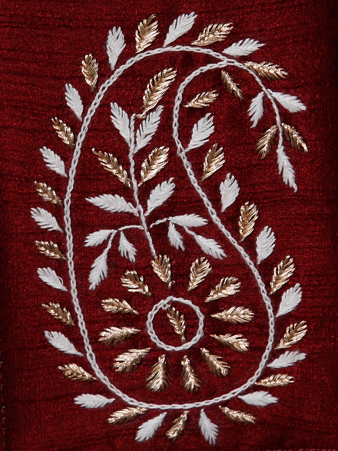 Ada Hand Embroidered Maroon Silk Lucknowi Chikankari Mobile Cover With Zari Work 01A437542