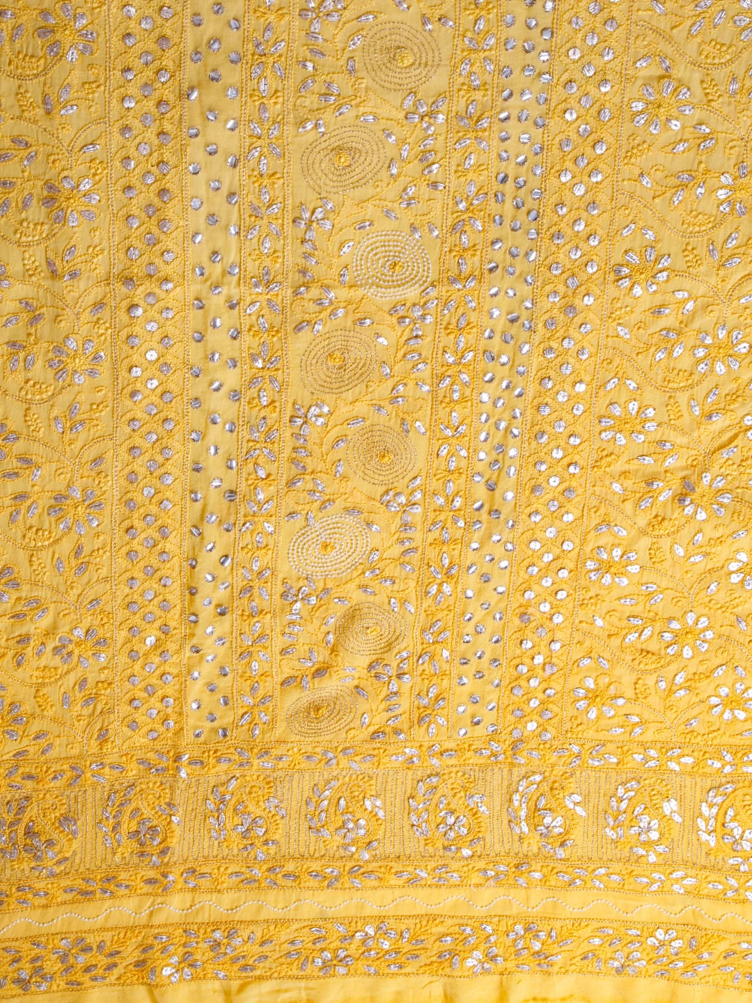 Ada Hand Embroidered Yellow Viscose Georgette Lucknowi Chikankari Unstitched Kurta Dupatta Set With Zari Work 01A255241