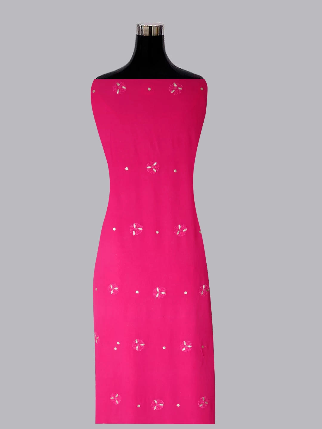 Ada Hand Embroidered Magenta Pink Viscose Georgette Lucknowi Chikankari Unstitched Kurta Dupatta Set With Zari Work 01A148183
