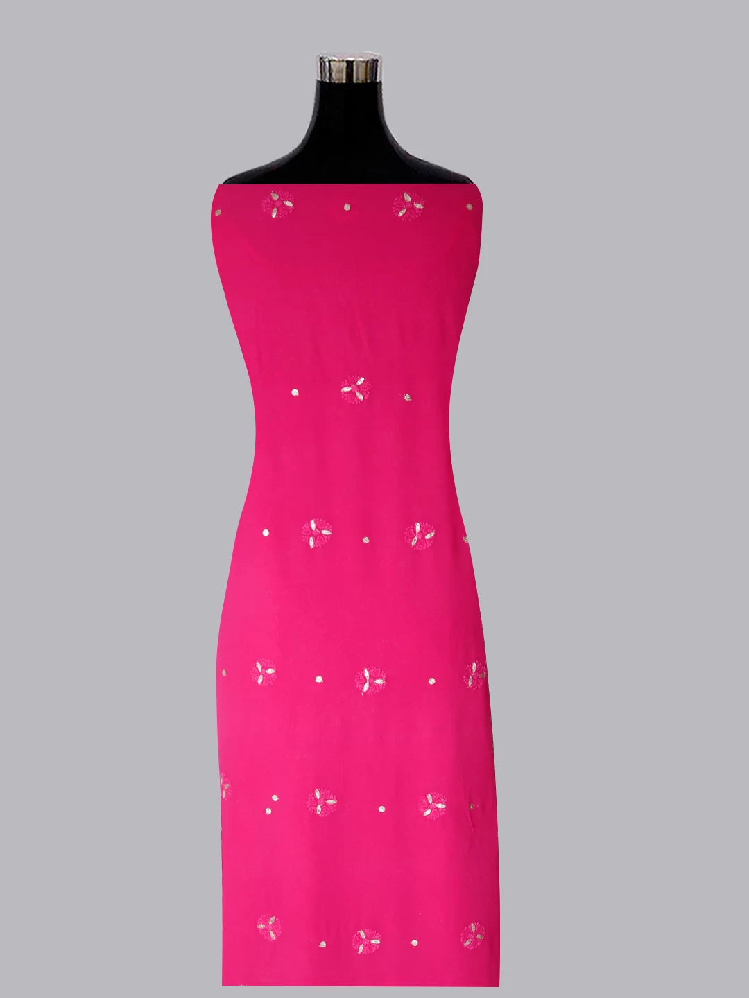 Ada Hand Embroidered Magenta Pink Viscose Georgette Lucknowi Chikankari Unstitched Kurta Dupatta Set With Zari Work 01A148183