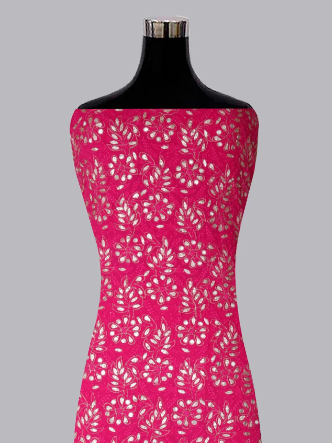 Ada Hand Embroidered Magenta Pink Viscose Georgette Lucknowi Chikankari Unstitched Kurta Dupatta Set With Zari Work 01A148183