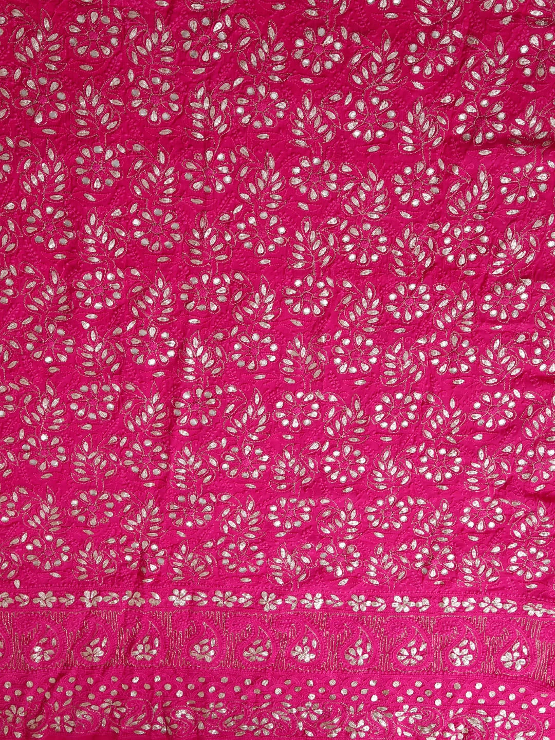 Ada Hand Embroidered Magenta Pink Viscose Georgette Lucknowi Chikankari Unstitched Kurta Dupatta Set With Zari Work 01A148183