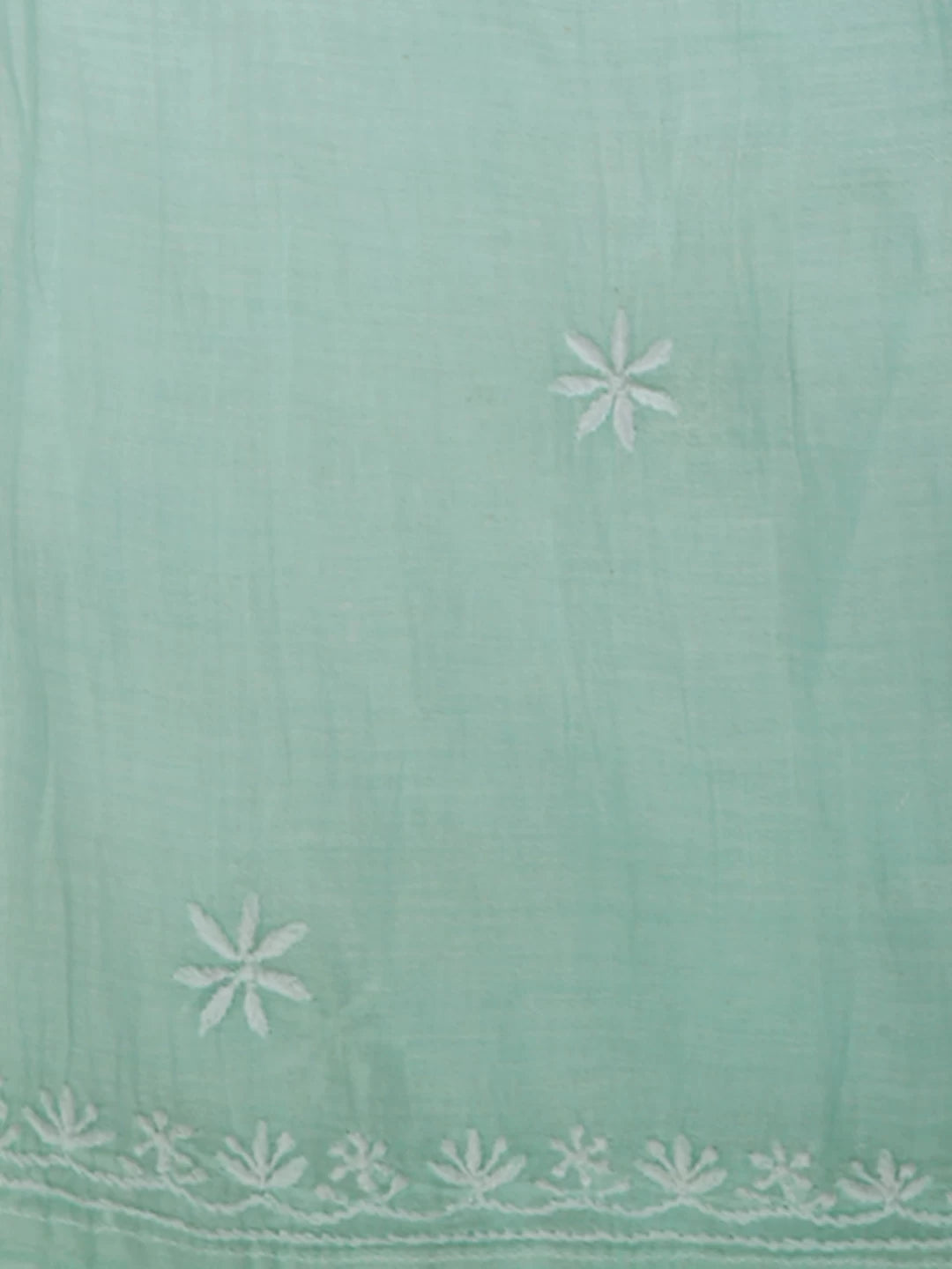 Ada Hand Embroidered Ombre shade of Mint Green And Sea Green Chanderi Lucknowi Chikankari Semi-Stitched Kurta Piece 01A415100
