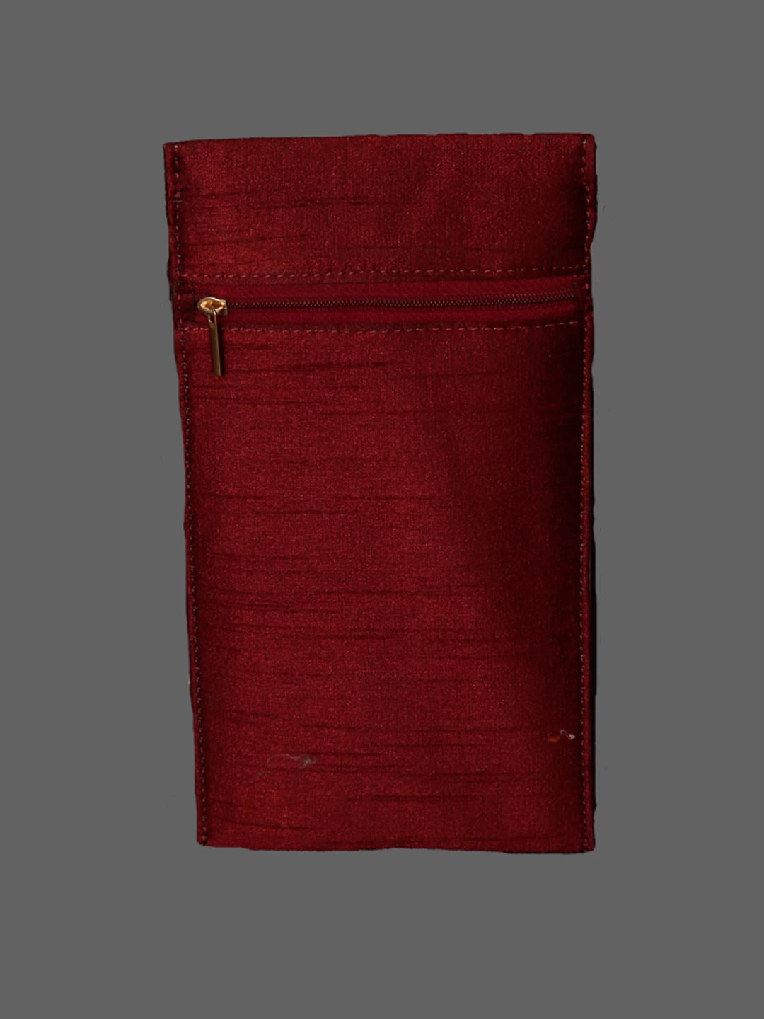 Ada Hand Embroidered Maroon Silk Lucknowi Chikankari Mobile Cover With Zari Work 01A437641