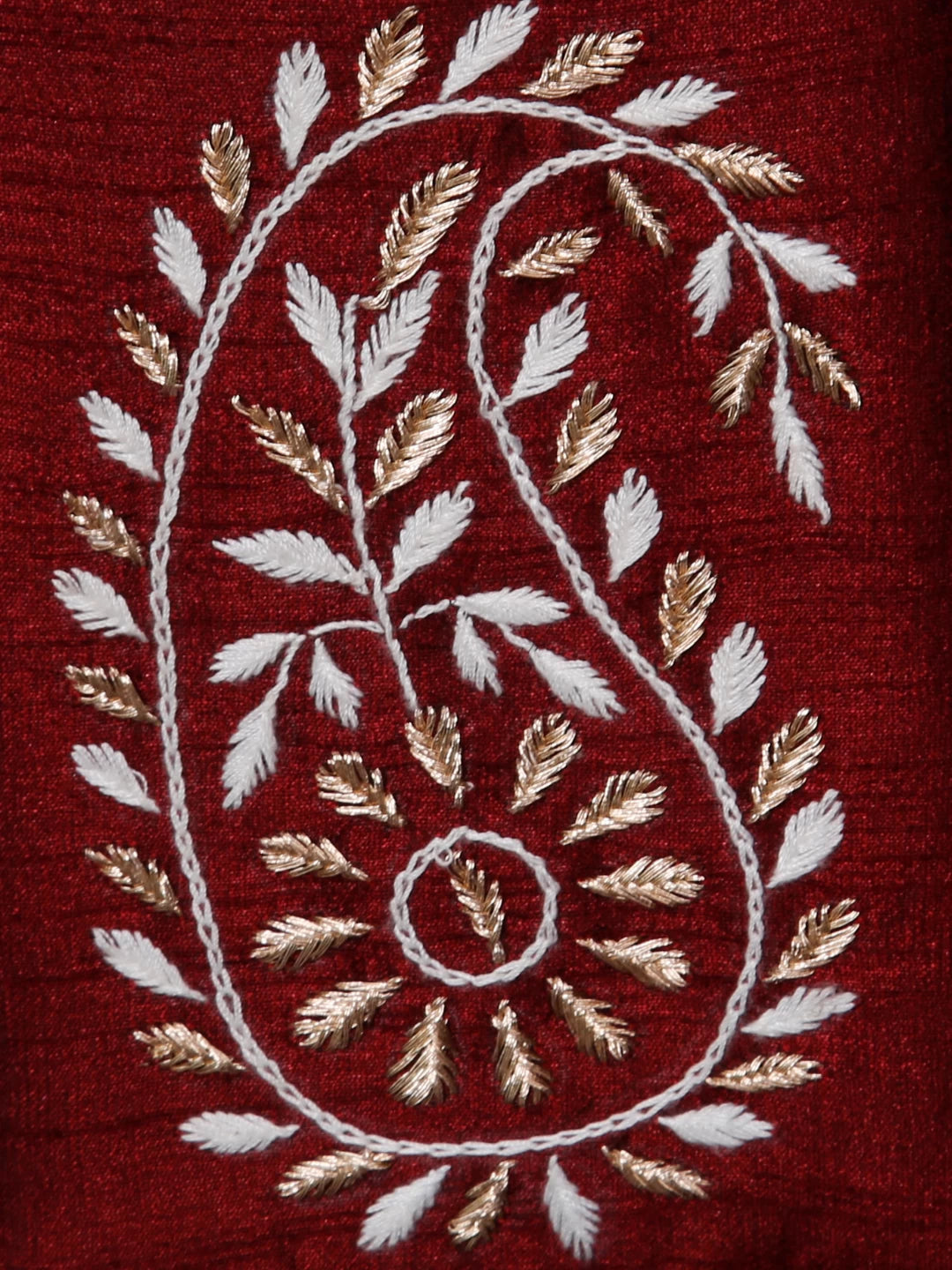 Ada Hand Embroidered Maroon Silk Lucknowi Chikankari Mobile Cover With Zari Work 01A437641