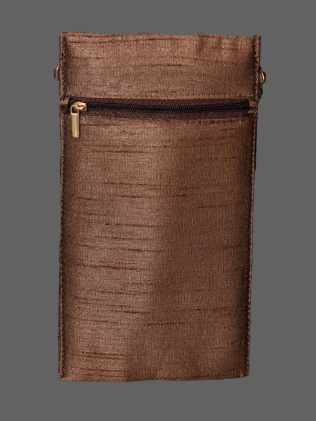Ada Hand Embroidered Brown Silk Lucknowi Chikankari Mobile Cover With Zari Work 01A437627