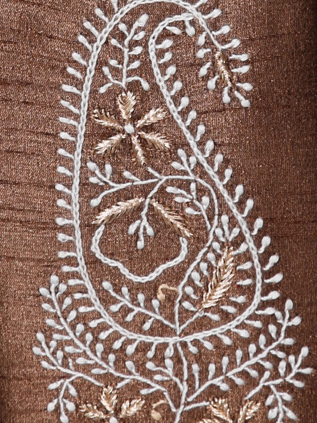 Ada Hand Embroidered Brown Silk Lucknowi Chikankari Mobile Cover With Zari Work 01A437546