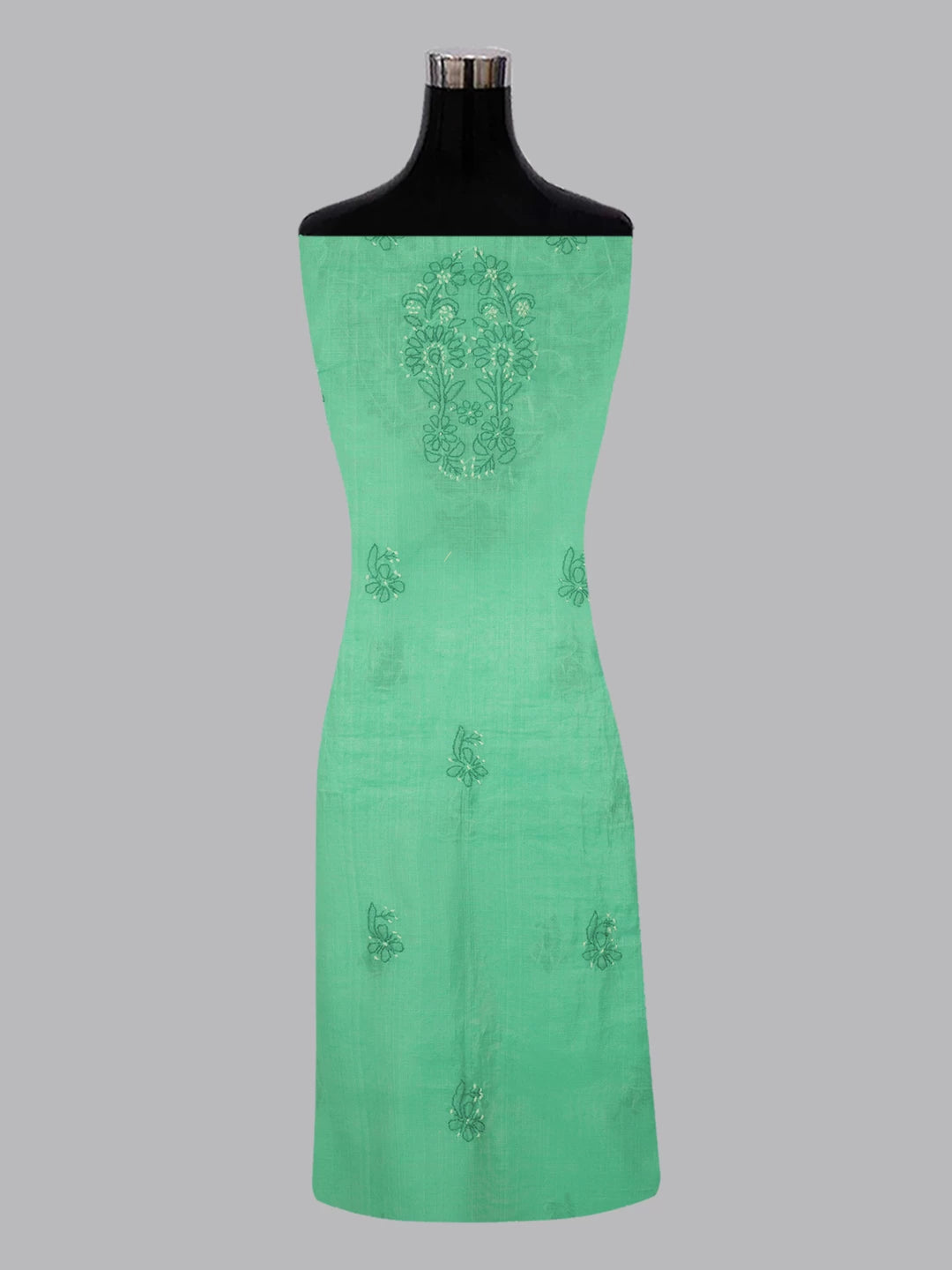 Ada Hand Embroidered Munsell Green Chanderi Lucknowi Chikankari unstitched Kurta Dupatta Set 01A384777