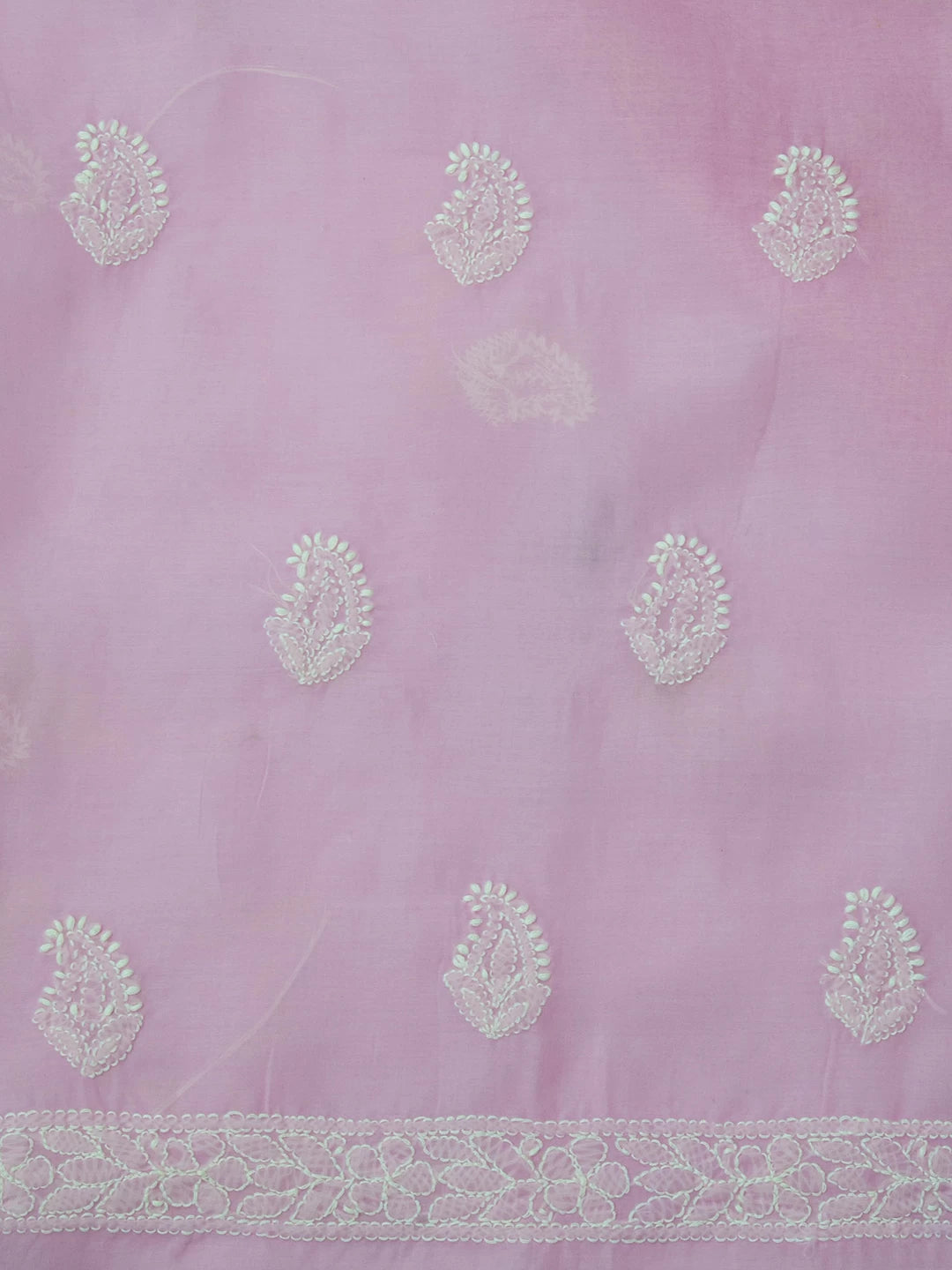 Ada Hand Embroidered Lilac Cotton Lucknowi Chikankari Unstitched Kurta Piece With Parsi Work 01A288154