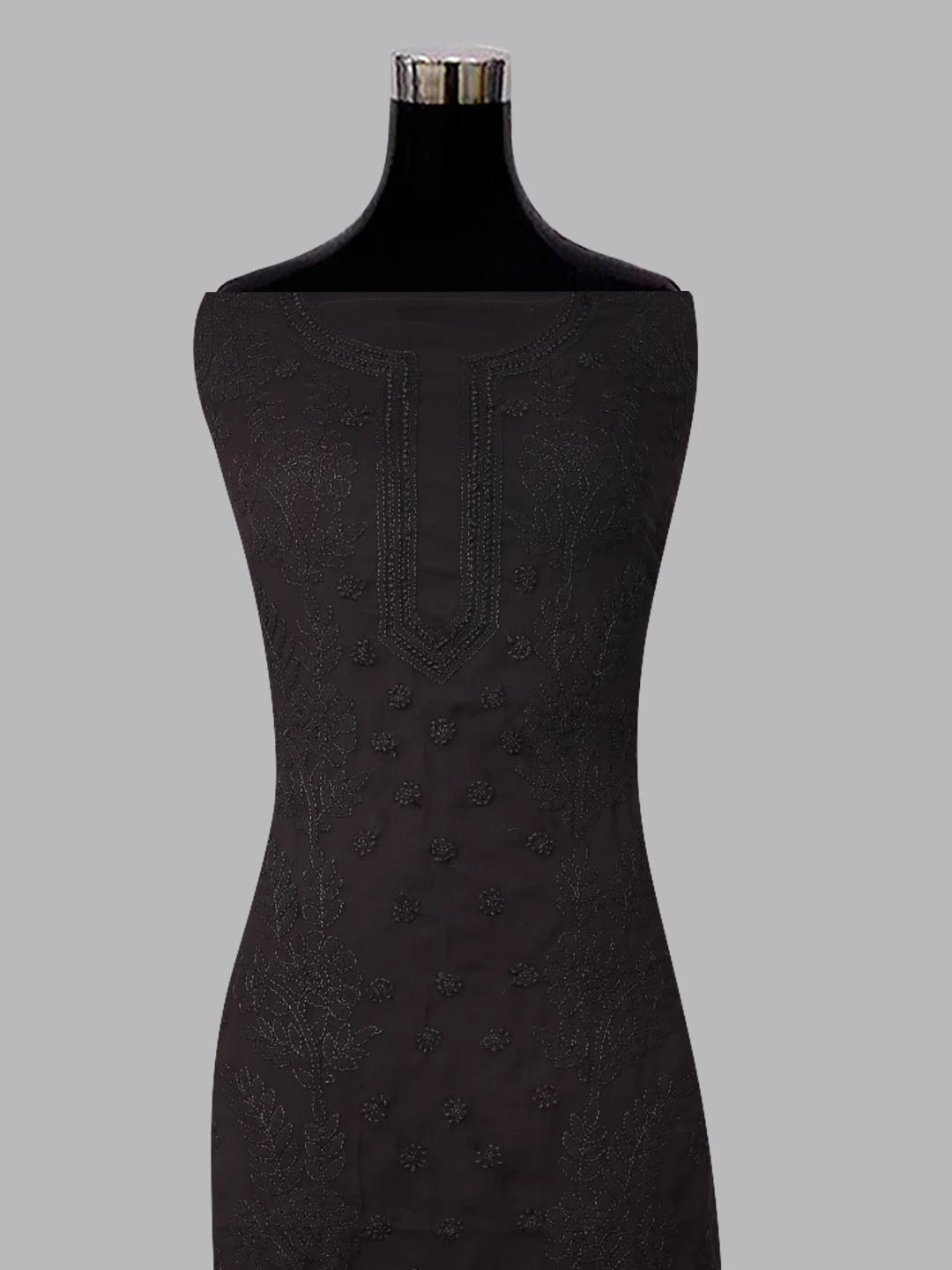 Ada Hand Embroidered Black Georgette Lucknowi Chikankari Unstitched Suit Piece A211281