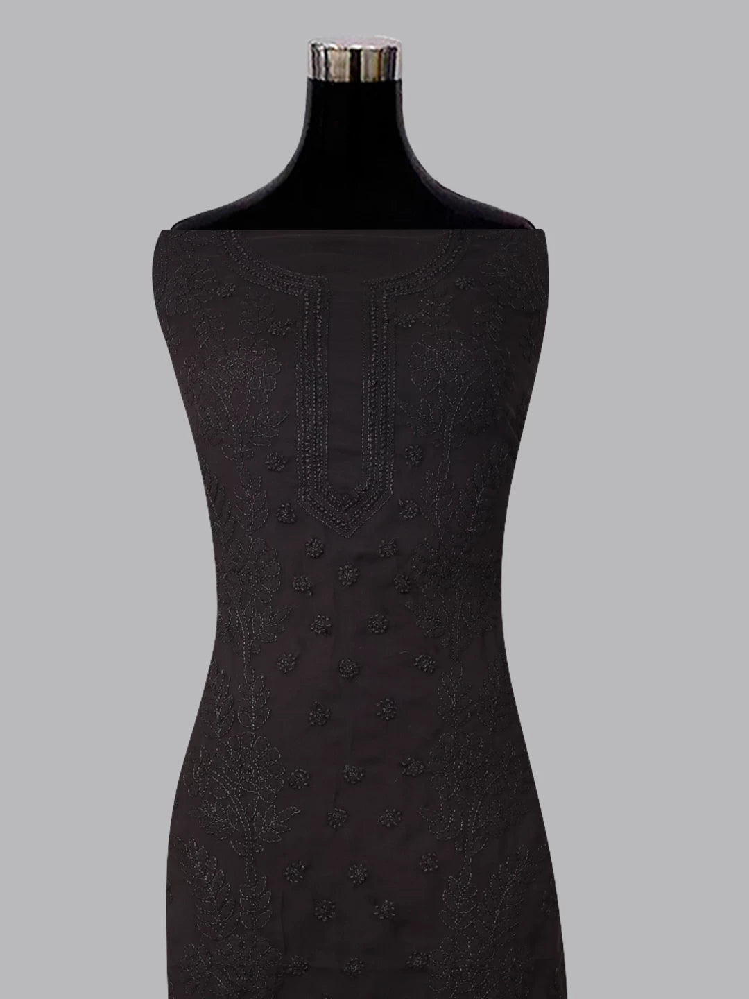 Ada Hand Embroidered Black Georgette Lucknowi Chikankari Unstitched Suit Piece A211281