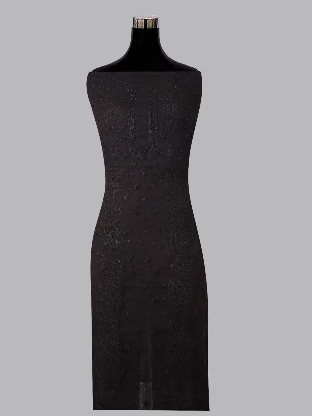 Ada Hand Embroidered Black Georgette Lucknowi Chikankari Unstitched Suit Piece A211281