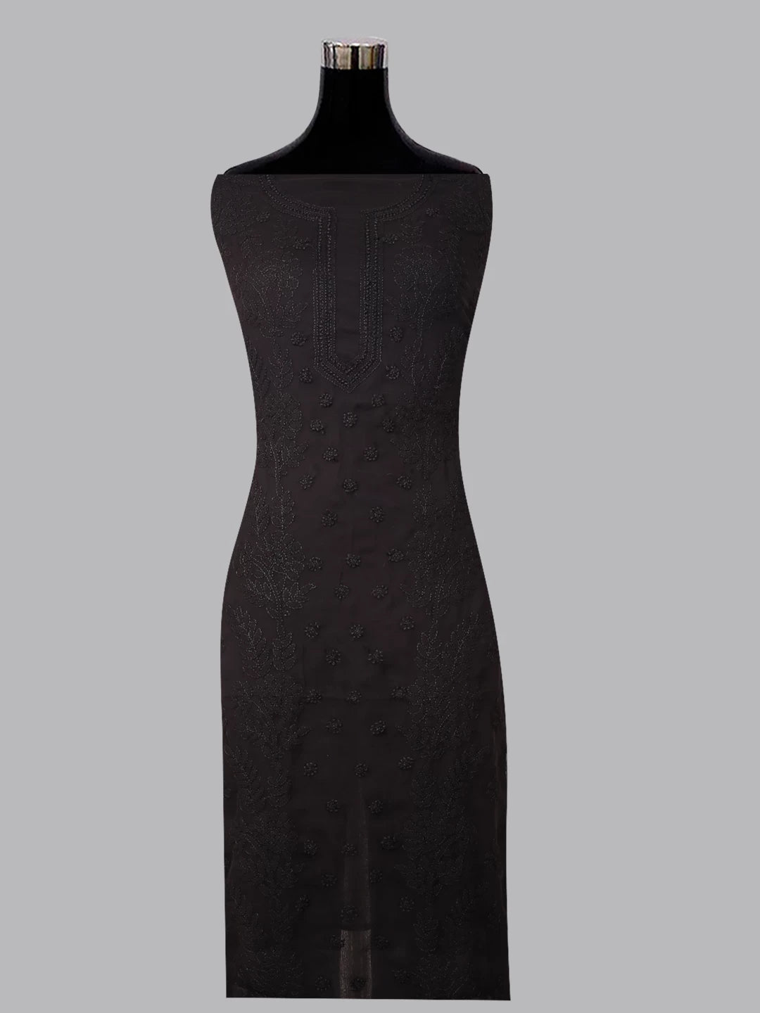 Ada Hand Embroidered Black Georgette Lucknowi Chikankari Unstitched Suit Piece A211281