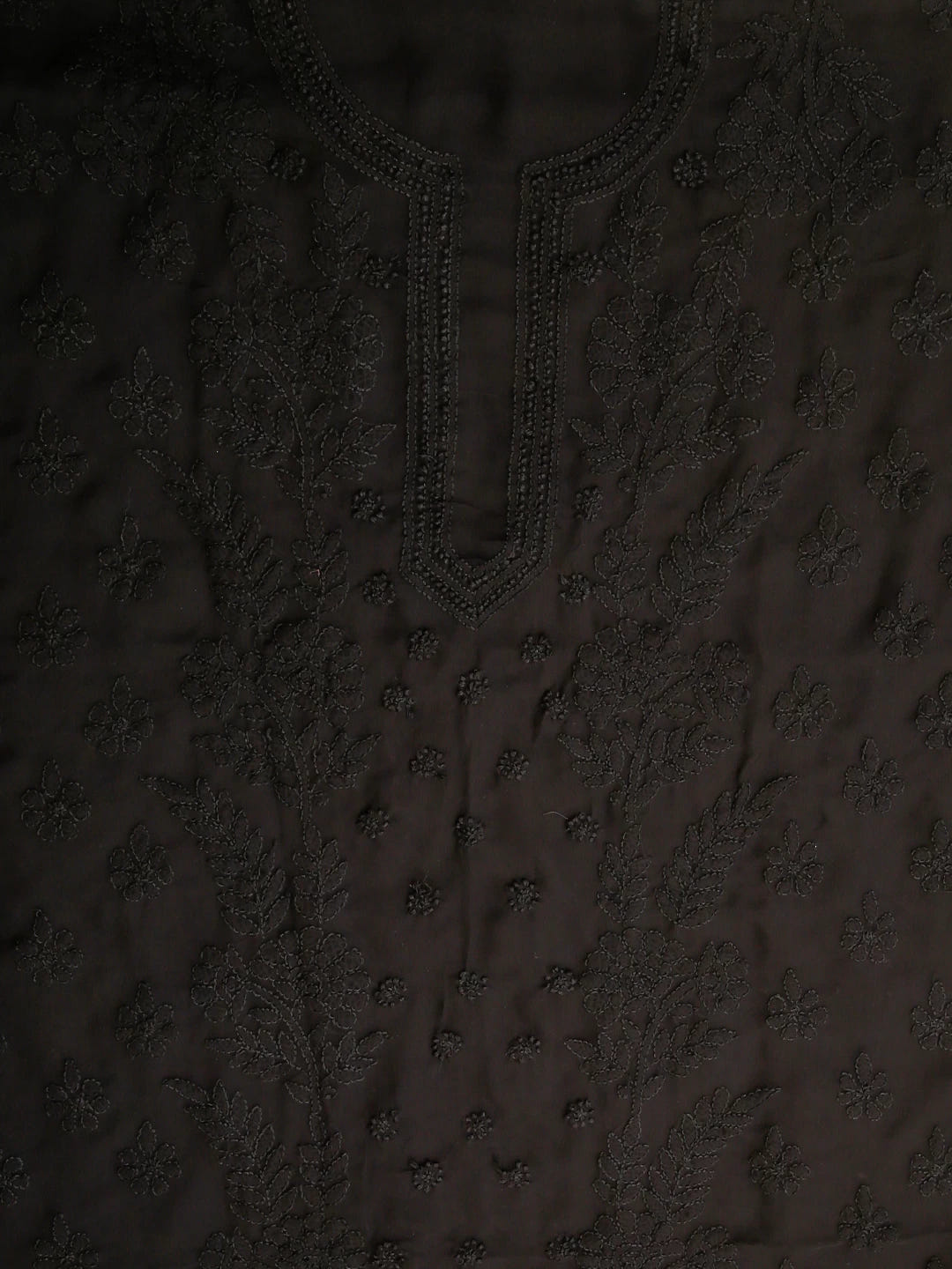 Ada Hand Embroidered Black Georgette Lucknowi Chikankari Unstitched Suit Piece A211281
