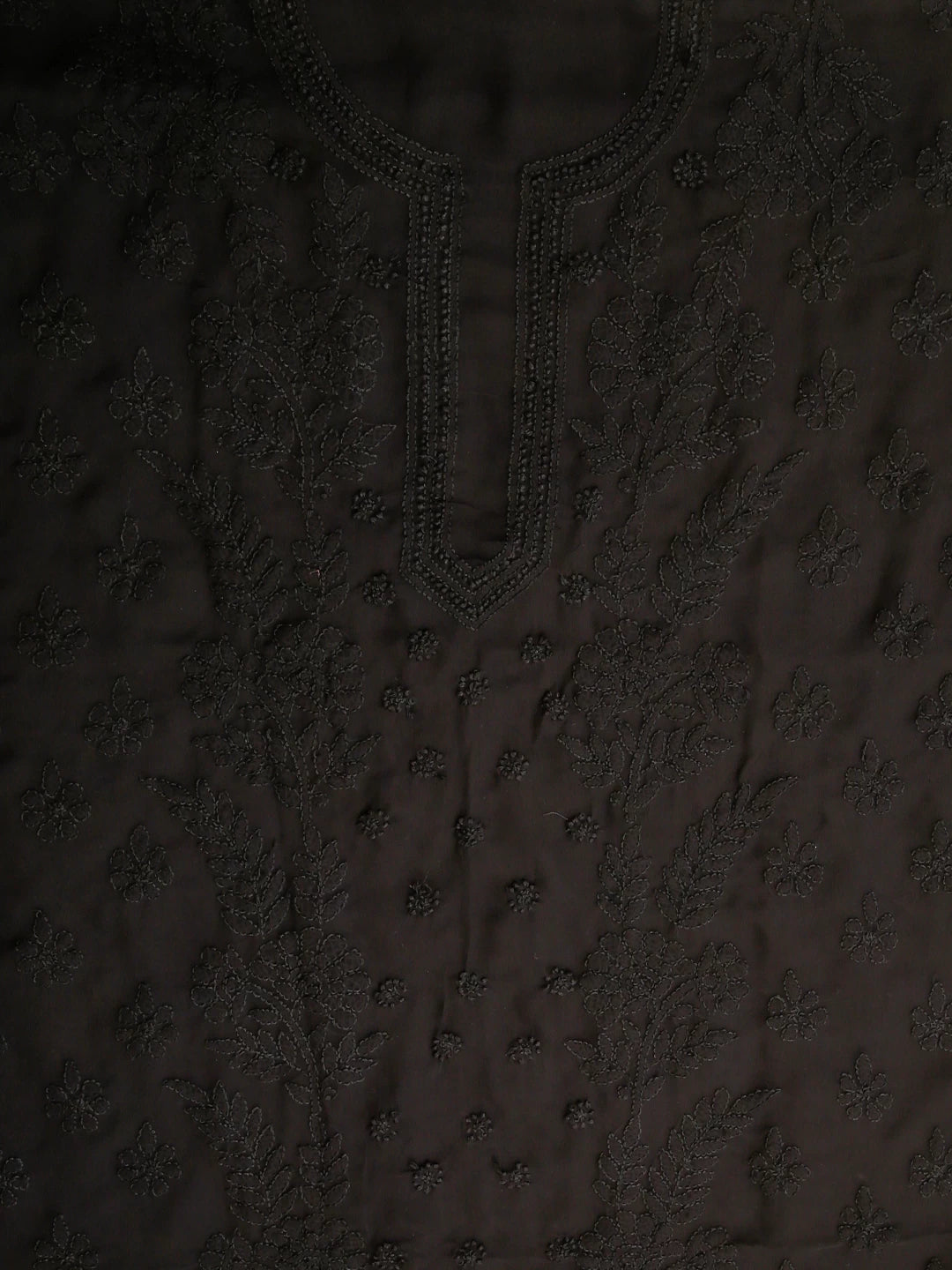 Ada Hand Embroidered Black Georgette Lucknowi Chikankari Unstitched Suit Piece A211281