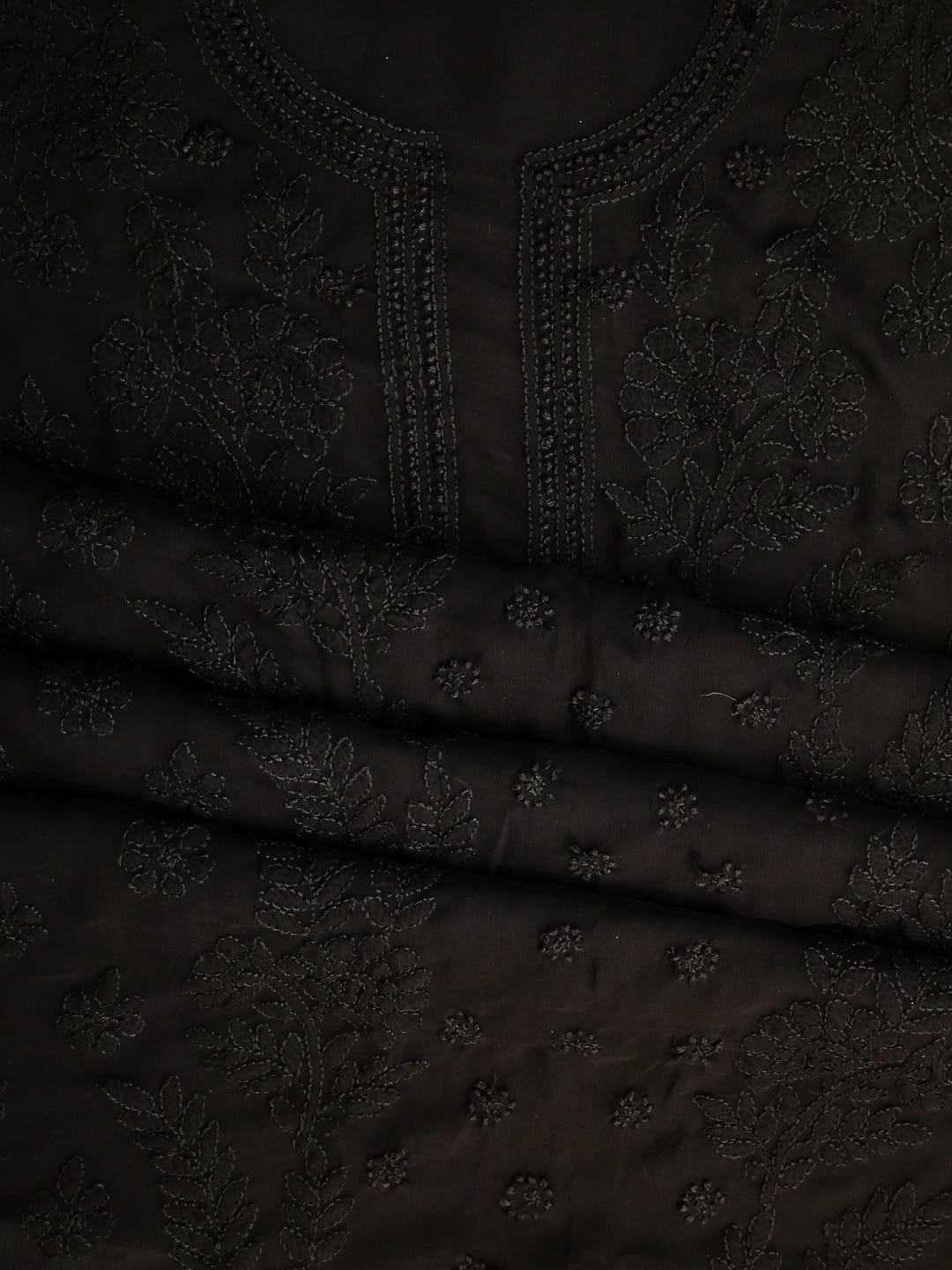 Ada Hand Embroidered Black Georgette Lucknowi Chikankari Unstitched Suit Piece A211281