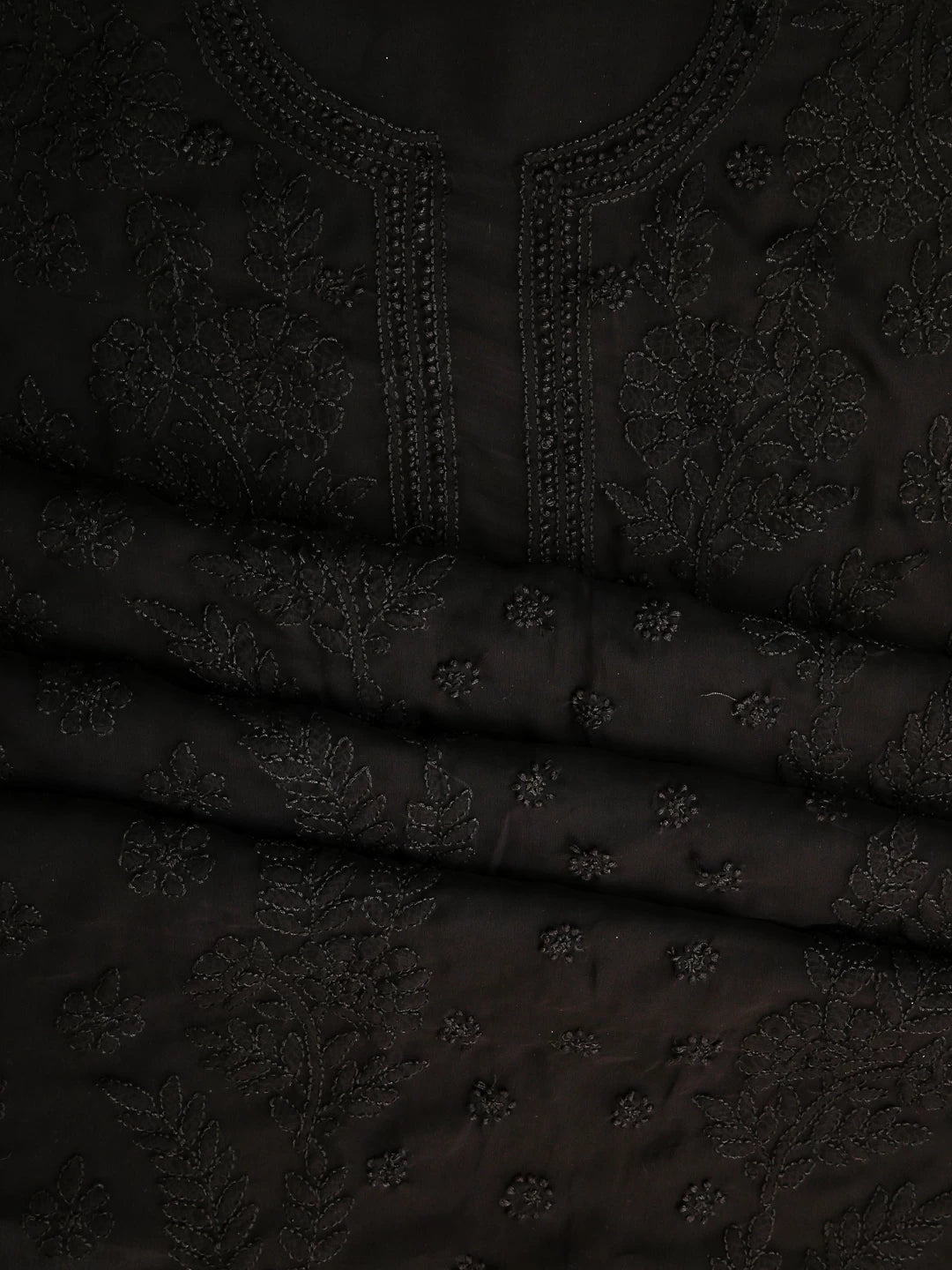 Ada Hand Embroidered Black Georgette Lucknowi Chikankari Unstitched Suit Piece A211281