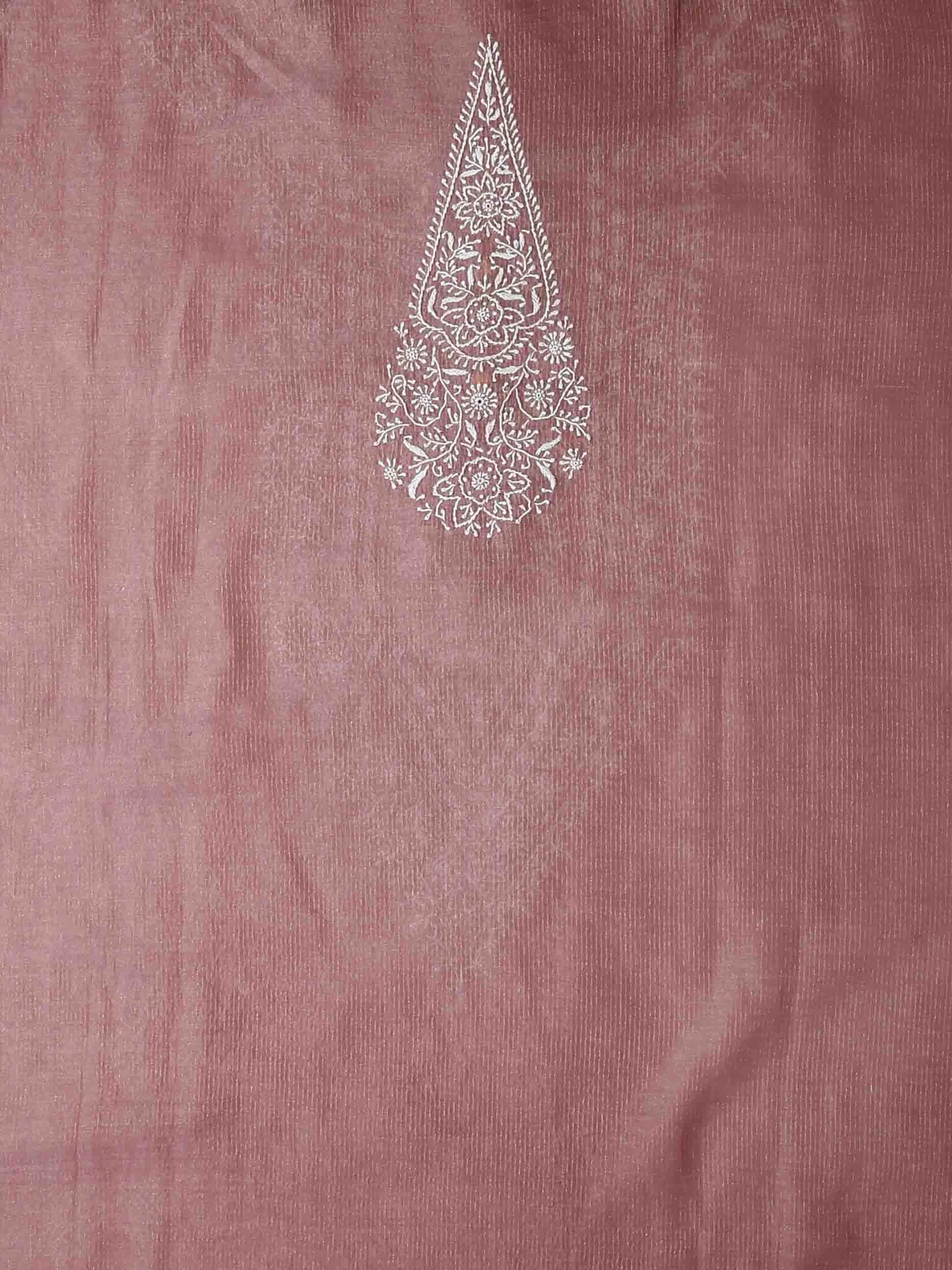 Ada Hand Embroidered Onion Pink Chanderi Lucknowi Chikankari Semi Stitched Men's Kurta Piece 01A441036