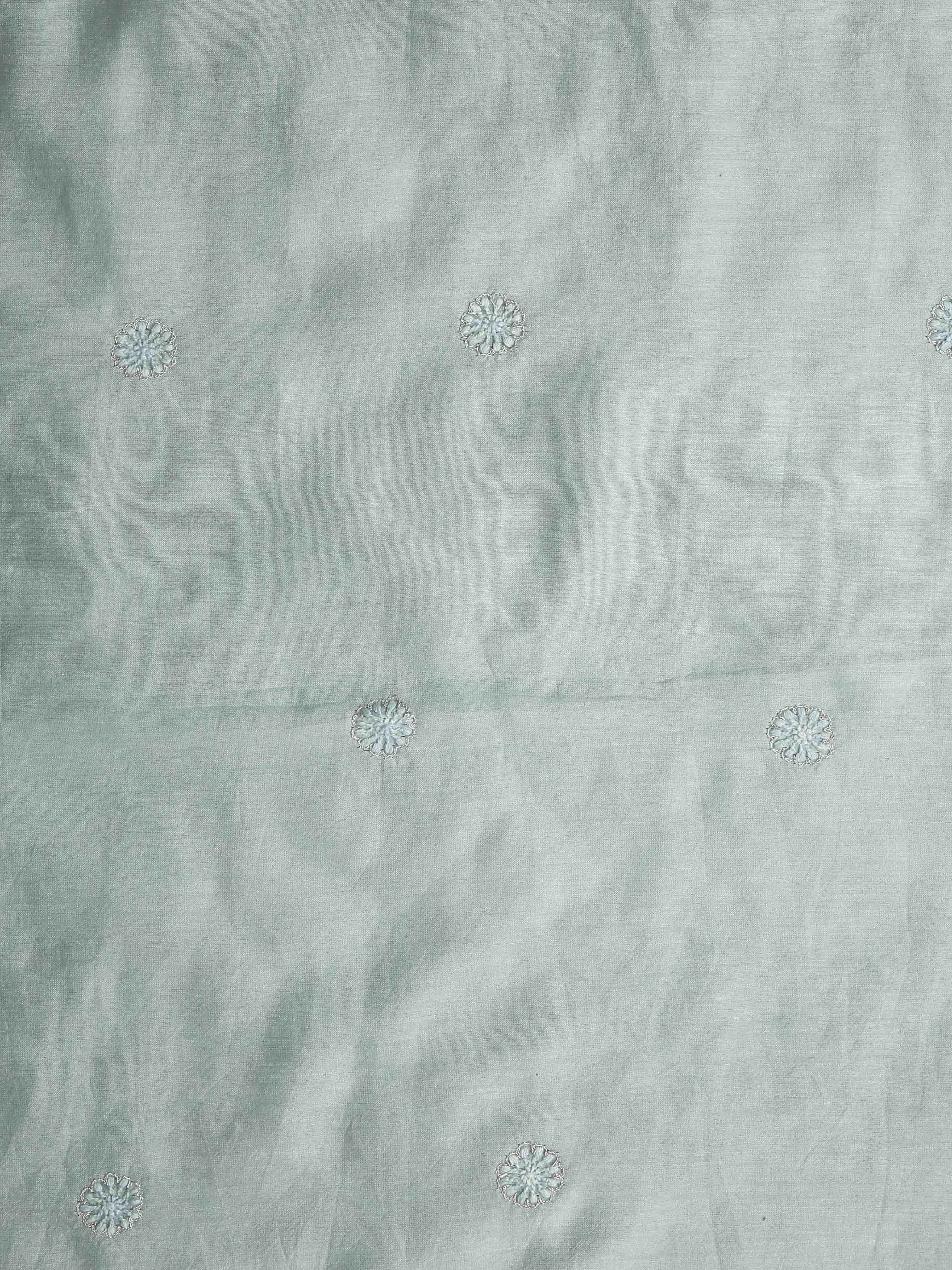 Ada Hand Embroidered Ice Blue Chanderi Lucknowi Chikankari Unstitched Men's Kurta Piece With Zari Work 01A387951