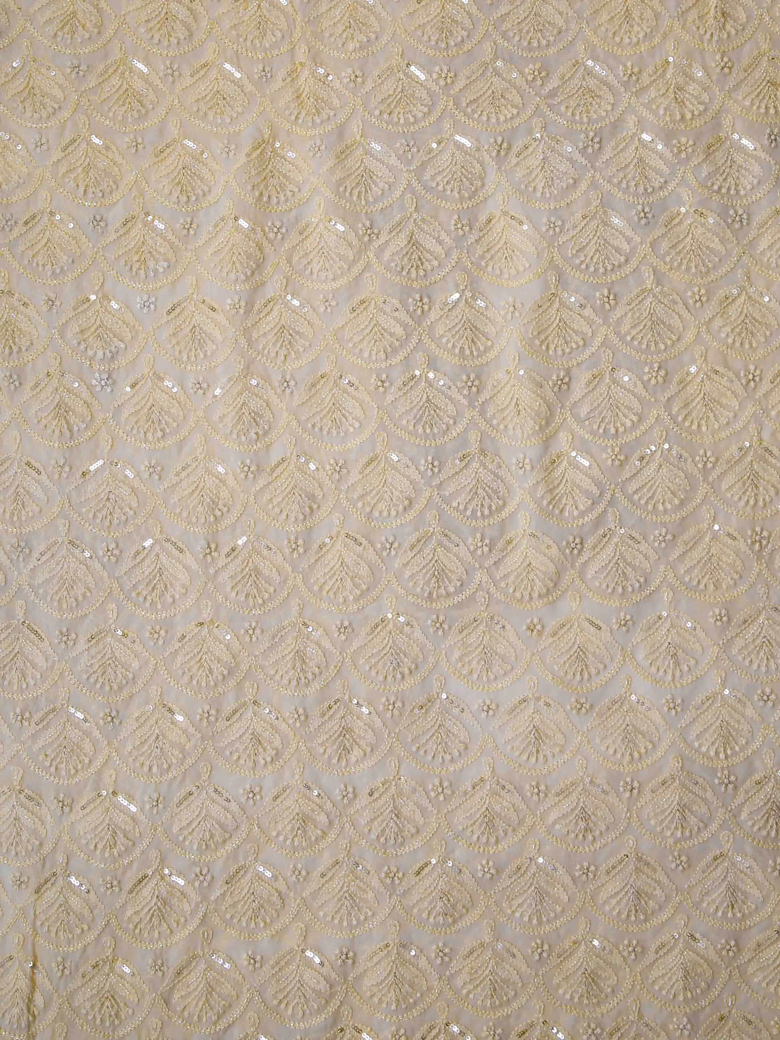 Ada Hand Embroidered Champagne Viscose Georgette Lucknowi Chikankari Unstitched Men's Kurta Piece With Zari Work 01A402009