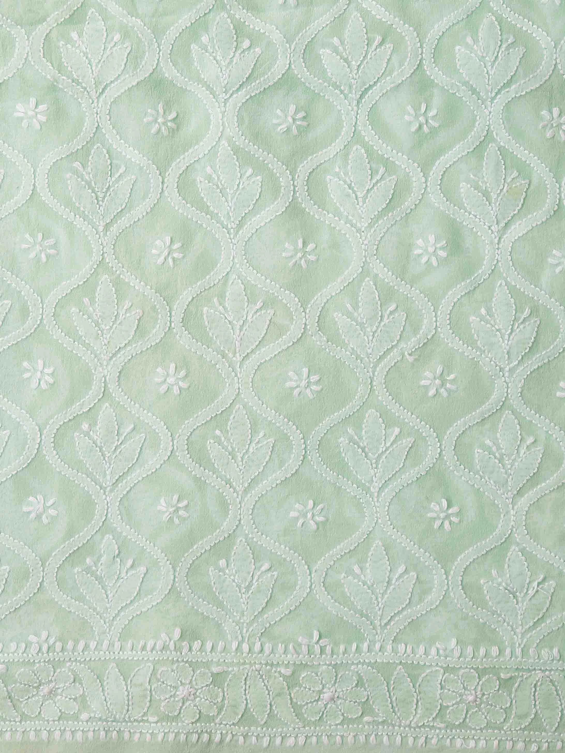 Ada Hand Embroidered Sea Green Pure Georgette Lucknowi Chikankari Unstitched Men's Kurta Piece 01A339031